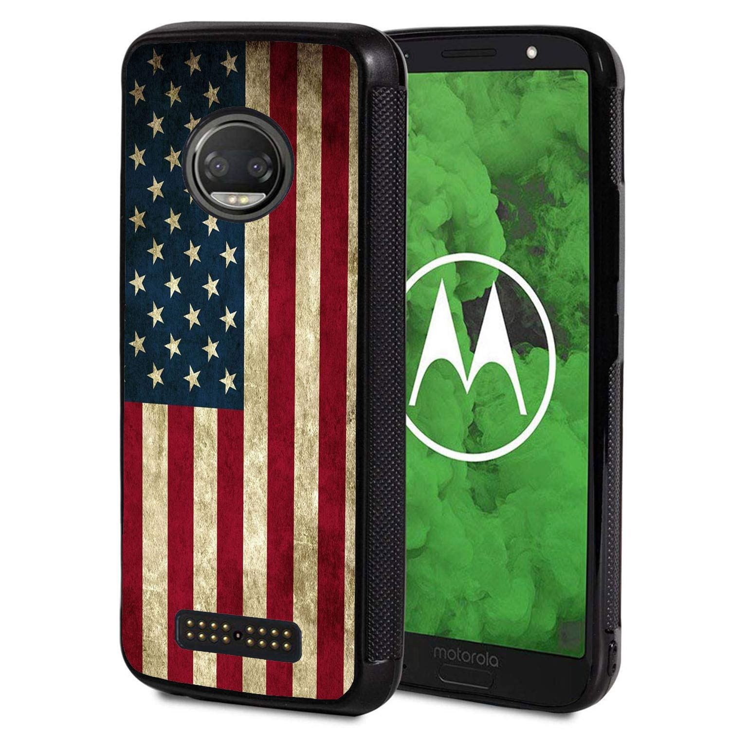 Moto Z Force Case,Moto Z Force Droid Case,American Flag Design Slim Anti-Scratch Shockproof TPU Back Protective Cover Case for Motorola Moto Z Force