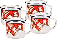 Vista 6 de Golden Rabbit Enamelware - Juego de 4-24oz Grande Tazas (Fish Camp)