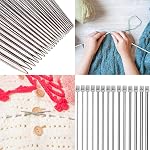 50pcs Knitting Needle Set, BetterJonny 35cm 2mm(B)-8mm(L) Straight Single Pointed Stainless Steel Sweater Needles Set with Needle Stoppers Flannel Bag Locking Stitch Makers Large-Eye Blunt Needles