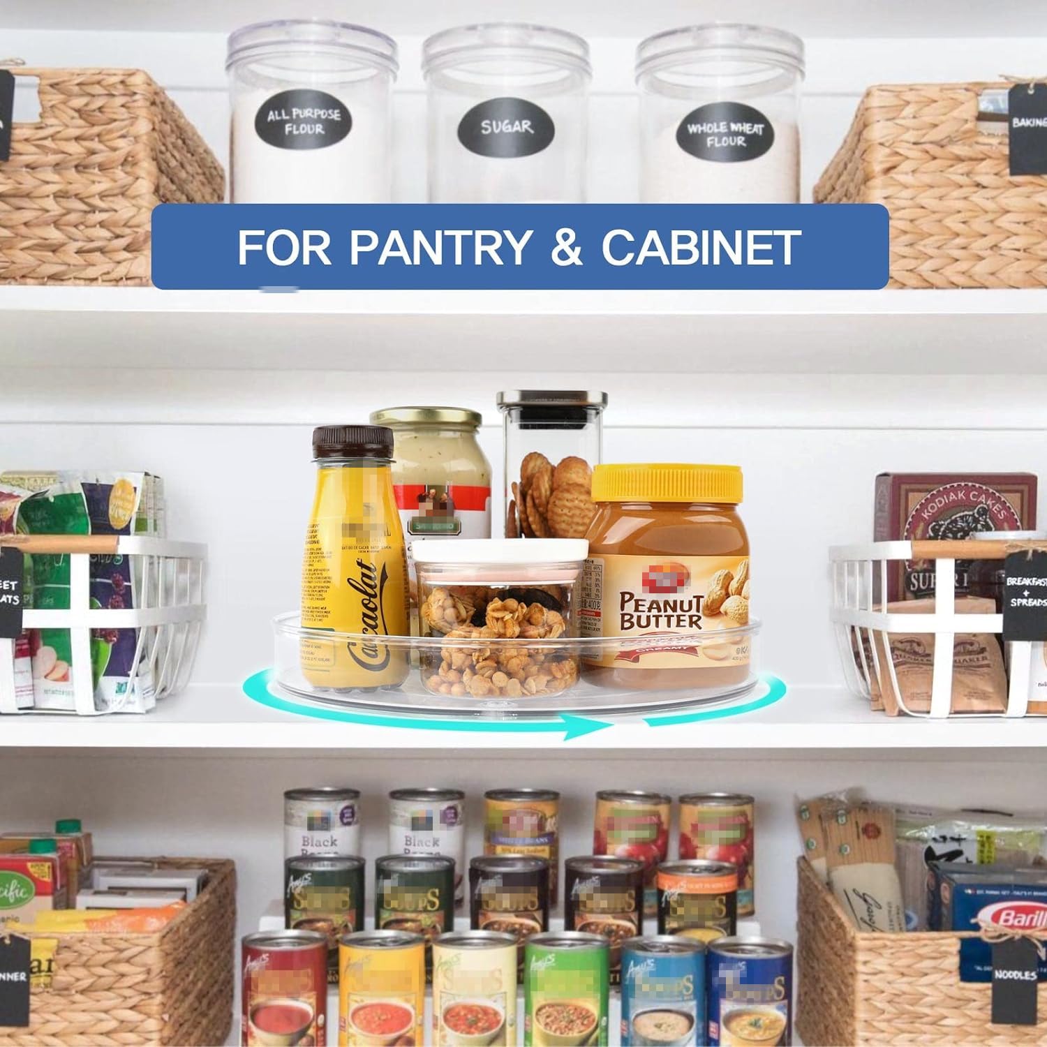 Lazy Susan Draaiplateau, keukenorganizer, 360 graden draaibare Lazy Susan Draaiplateau, keukenorganizer, 360 graden draaibare
