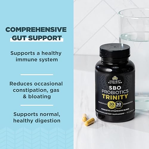 Miniatura 2 de Ancient Nutrition SBO Probiotic Trinity Daily Care, probióticos para la salud digestiva, mezcla de 40 mil millones de prebióticos, probióticos,