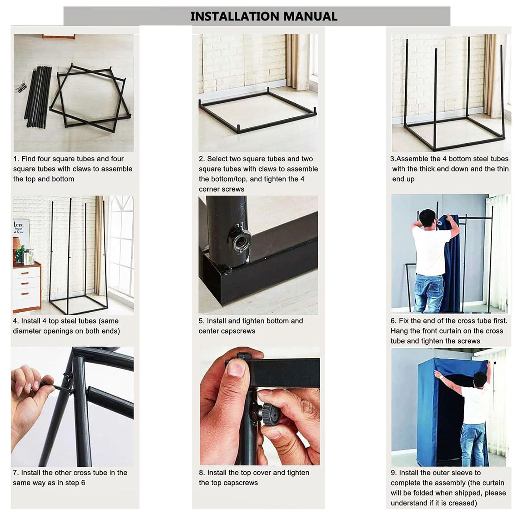 Umkleidekabine Freistehend, Quadratische Tragbarer Umkleideraum, ,Bodenstehende Bekleidungsgeschäft Sichtschutz Vorhänge Für Büro Ankleidezimmer, Einkaufszentrum(Gray)