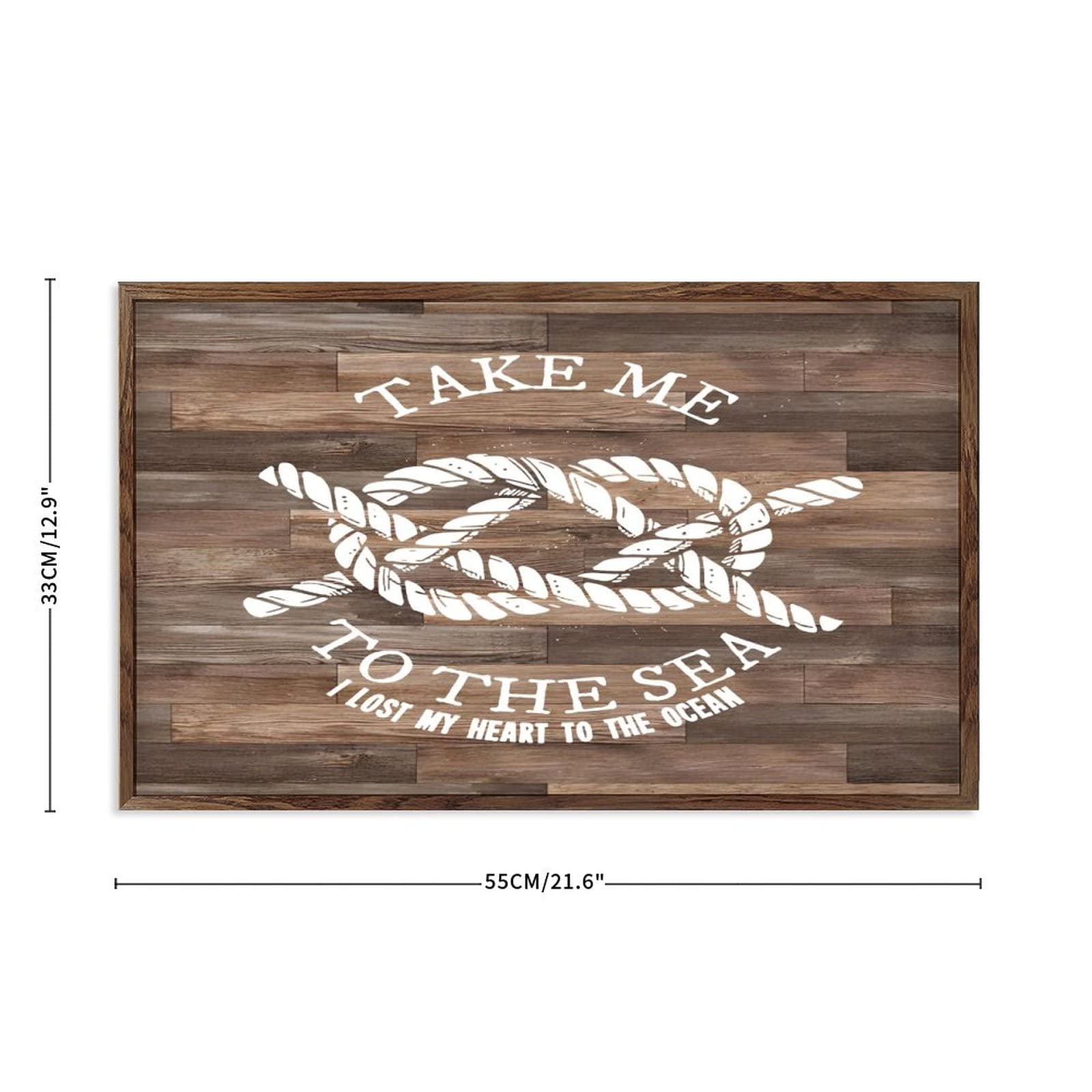 Gerahmte Schilder Cottage Wanddekoration Take Me To The Sea Rope Rusitc Holz Hängende Tafel Bauernhaus Holzschilder für Küche Badezimmer 30,5 x 55,9 cm