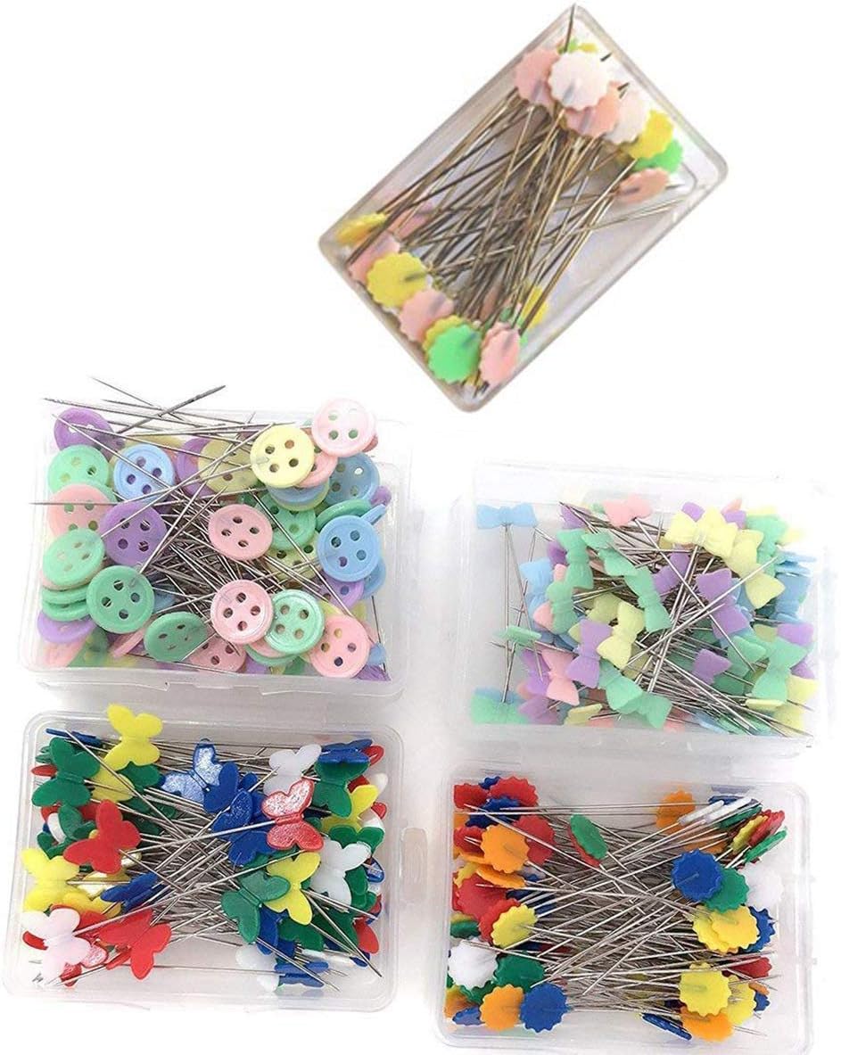Pincushions 500 Pcs Flat Button and Flower Head Pins