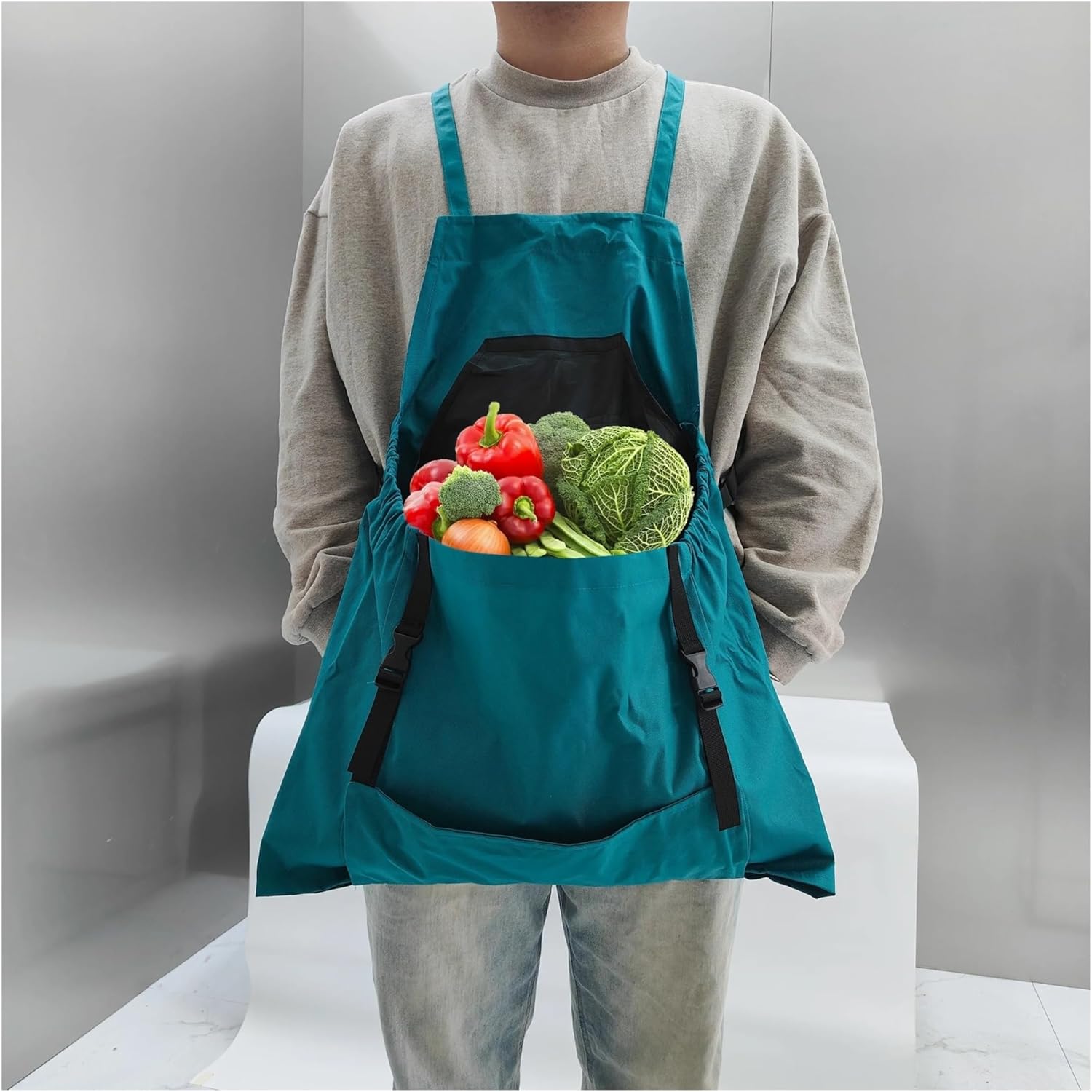 Gardening Apron 2pcs Polyester Apron with Large Pocket & Quick-Release Harvest Bag for Gardening & Outdoor Picking