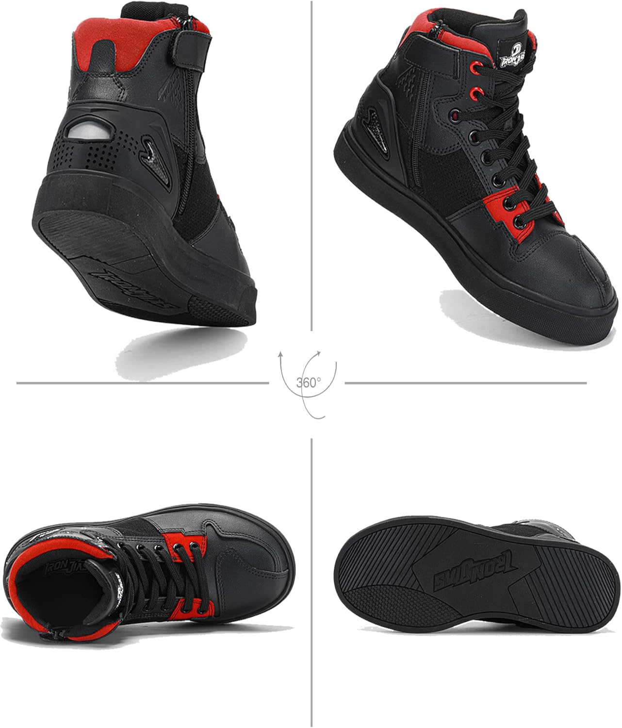 Grapelet Motorcycle Shoes for Men, Anti-Skid Motorcycle Riding Shoes Motocross Protective Boots with Side Zipper, Ankle Support Black,11 - Image 4