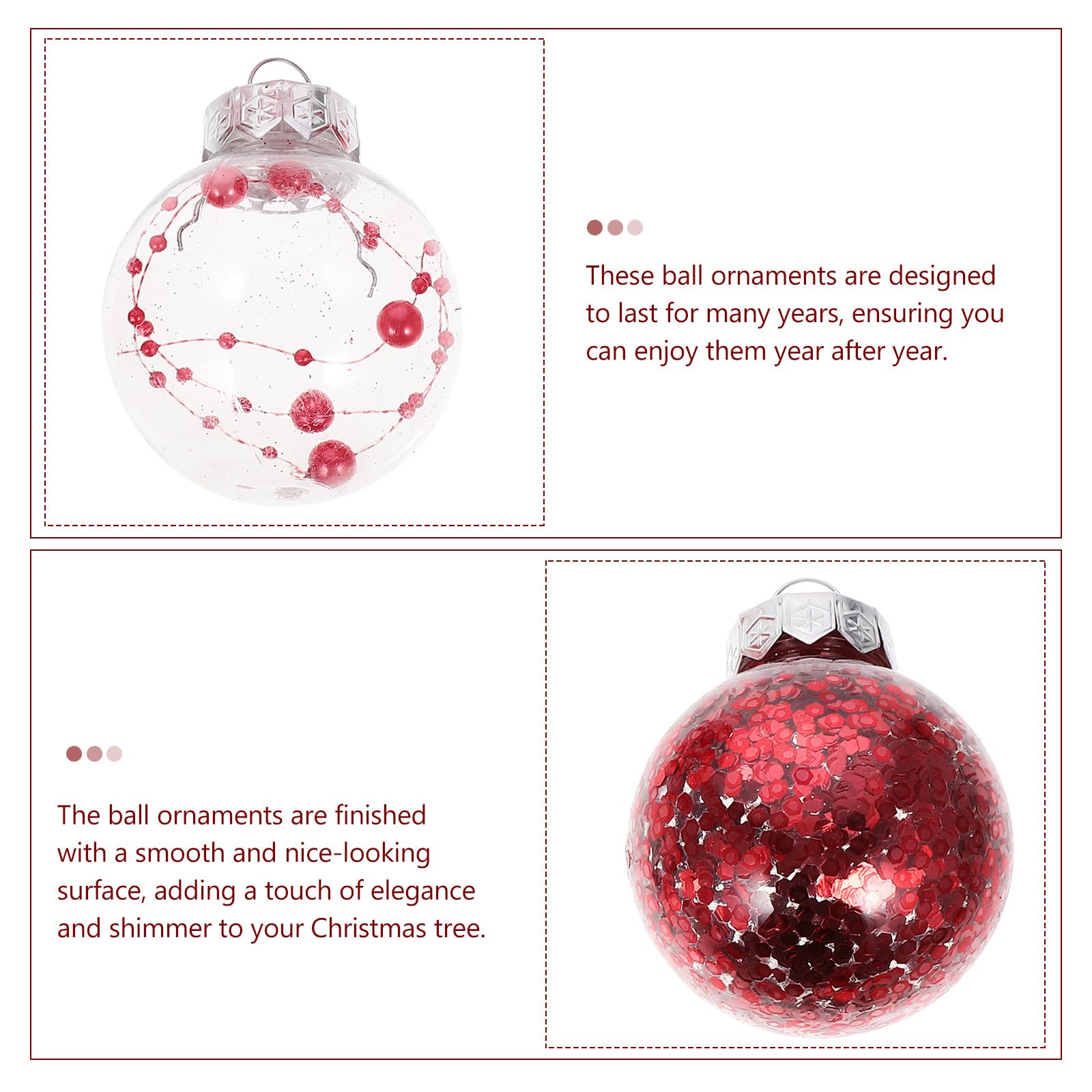 Toyvian 90 Pièces Boule de Noël Rouge en Plastique Réutilisable pour | Décoration Suspendue Facile à Accrocher, Usage Polyvalent pour Fête, Arbre et Ambiance Saisonnière