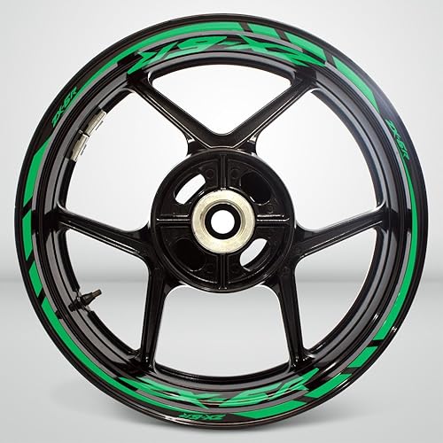 Miniatura 2 de Calcomanía de llanta de motocicleta, calcomanía de accesorio de rueda para Kawasaki ZX6R, Verde Reflectante