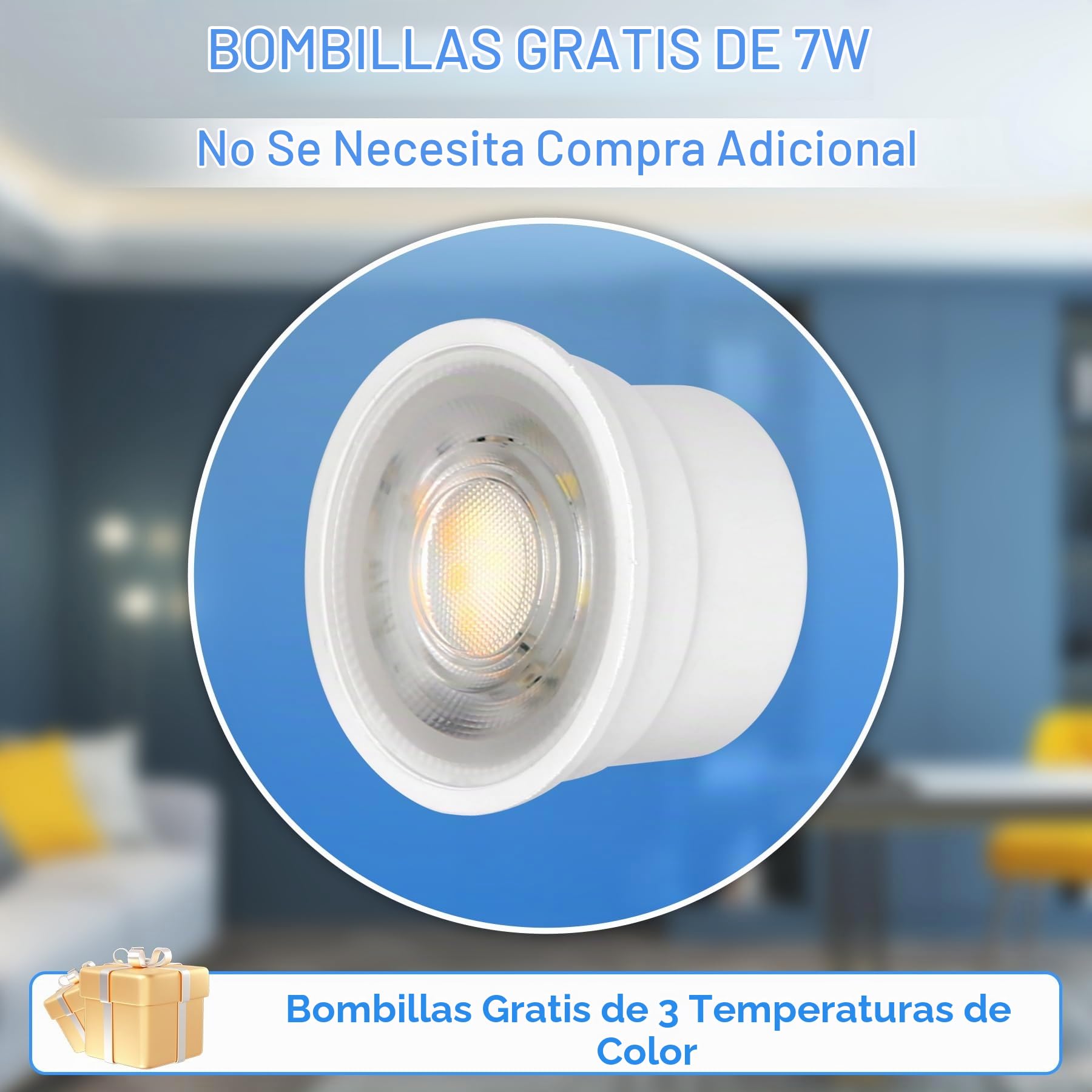 CANMEIJIA Foco LED de Techo Superficie 7W Plafón Orientable 3 Tonos 4 Pack | Foco LED de techo con diseño orientable de 30 grados para iluminar rincones específicos y sustituir downlights empotrados