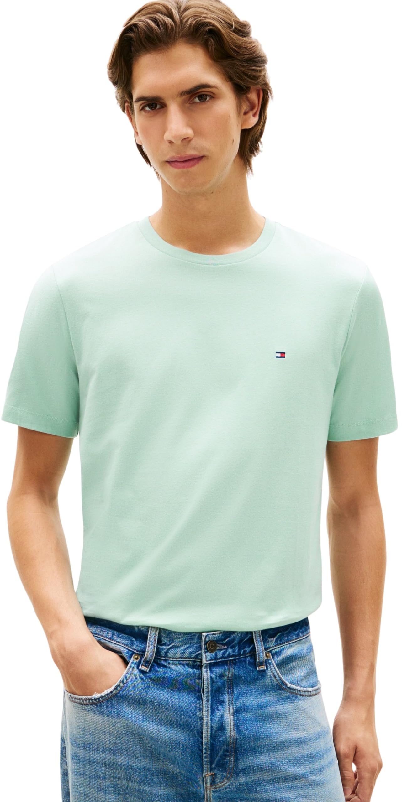Tommy Hilfiger Men's Ess Seasonal Reg Fit Solid Tee MW0MW39995 S/S T-Shirt, Green, XXL