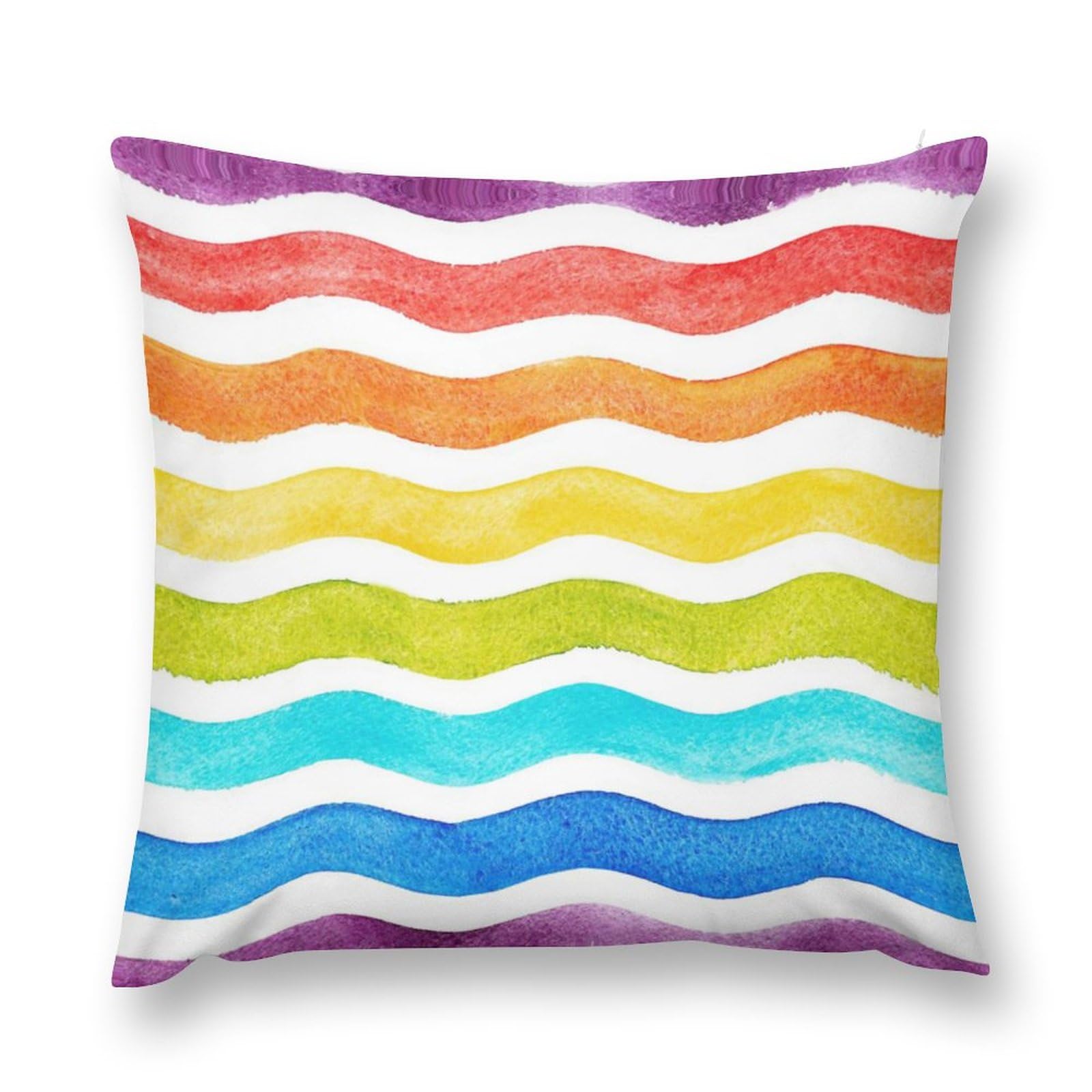 Czzyh Watercolor Rainbow Short Plush Cushion Cover 30Cm X 30Cm, Concealed Zipper, Pillow Case For Living Room, Bedroom, Sofa