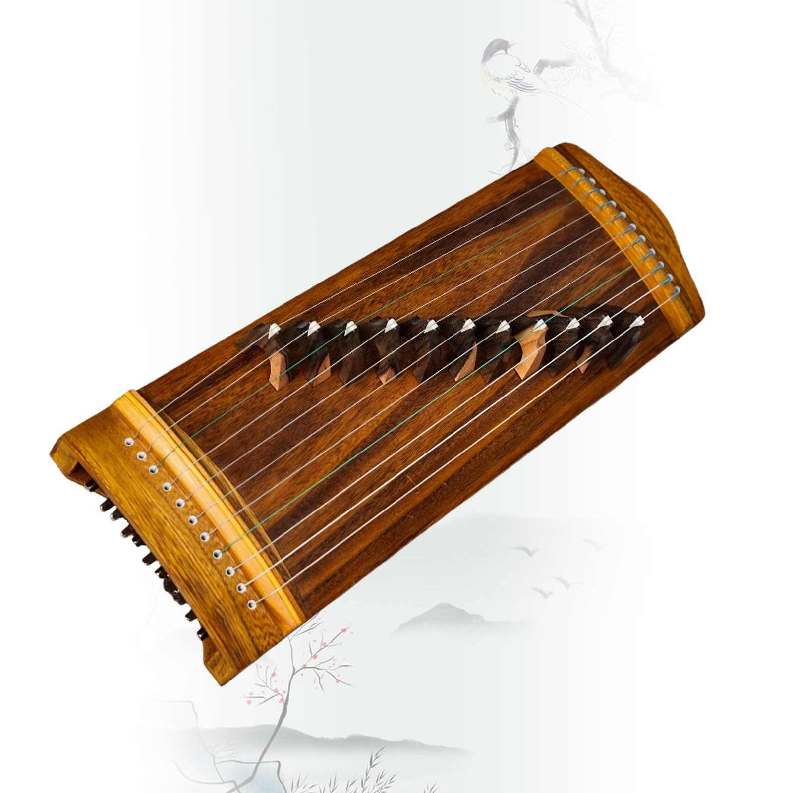 Tradycyjna chińska cytra, 11 strun Guzheng dla początkujących, przyjazny w podróży instrument z etui, idealny dla muzyków i na specjalne okazje