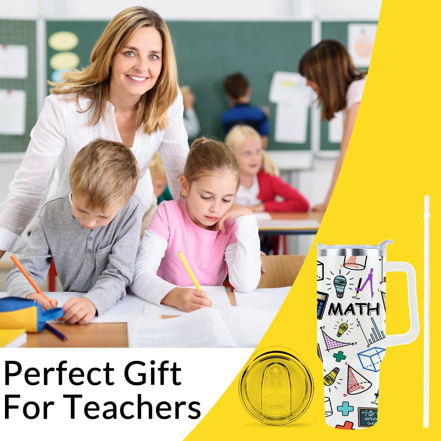 Math Teacher Gifts Insulated Tumbler Cup - 40 Oz Travel Mug With Straw And Handle For Women & Men - Teachers Appreciation Gift - Image 5