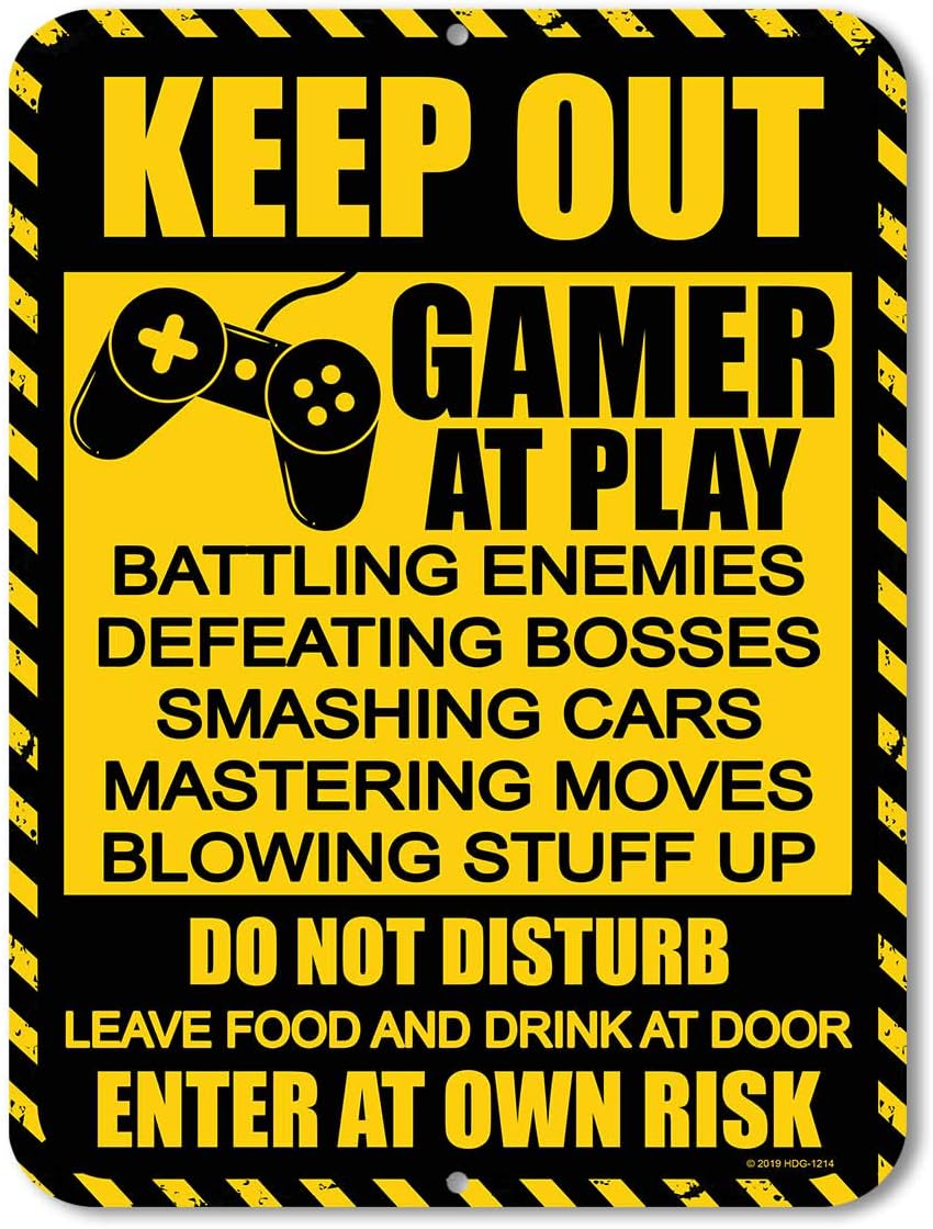 Honey Dew Gifts Gamer Decor, Keep Out Gamer at Play 22.8 cm by 30.5 cm Metal Aluminum Funny Novelty Signs, Made in USA