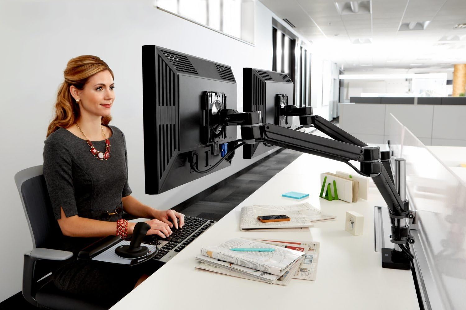 Top Rated 3M Easy Adjust Desk Mount Dual Monitor Arm, Adjust Height, Tilt, Swivel and Rotate by Holding and Moving Monitor, Free Up Desk Space, Clamp or Grommet, For Monitors to 20 lbs <= 27, Black (MA260MB)