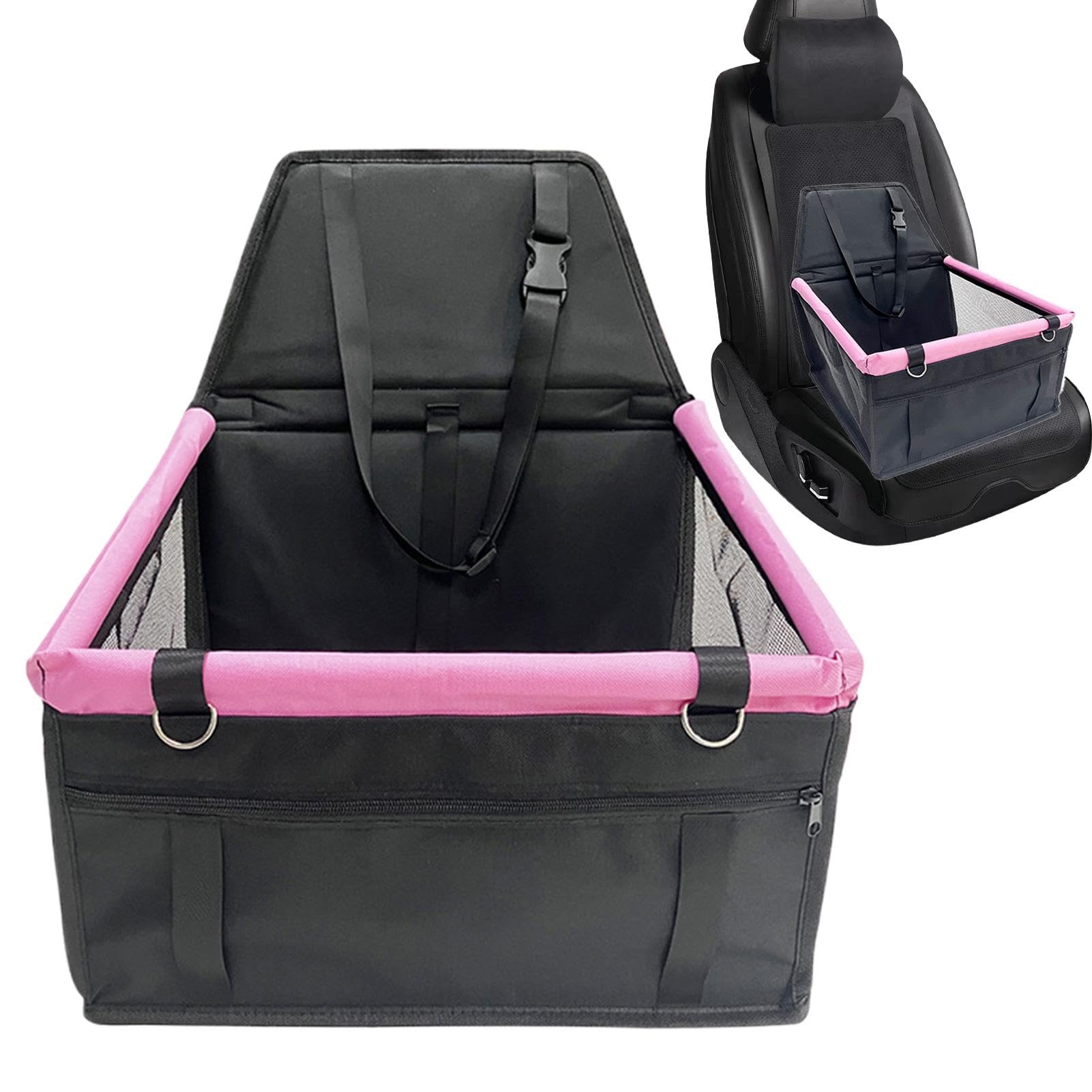 Extra Stable Dog Car Seat, Waterproof Dog Booster Seat With Seatbelt, Pet Travel Safety Bed, Removable/Washable, Mesh Window, Adjustable/Versatile, 40x37x43cm For Small To Large Pet Dogs And Cats