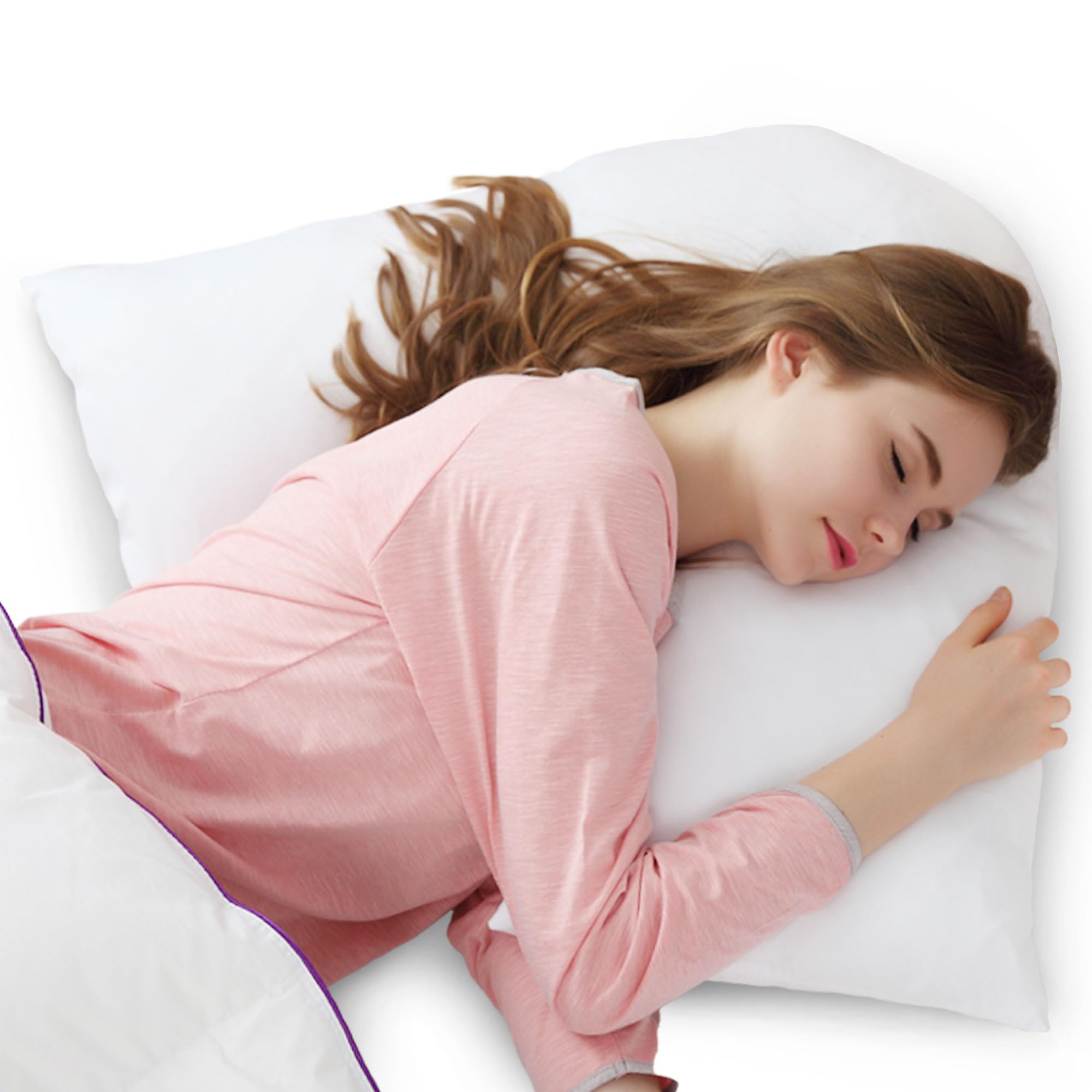 Cheer Collection Oversized V-Shaped Pillow for Side Sleepers, L-Shaped Pregnancy Pillow for Neck and Shoulder Support, Curved Body Pillow with