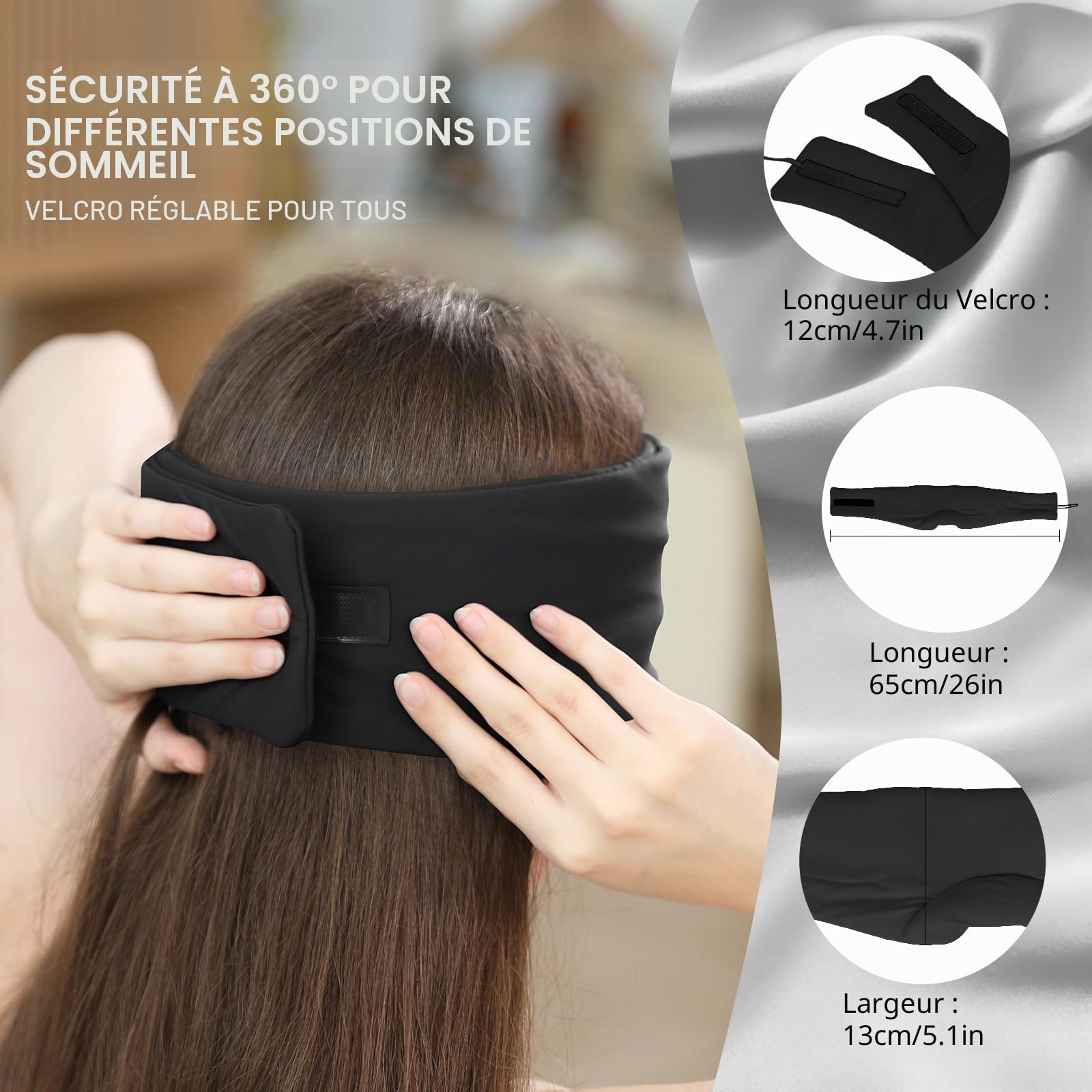 LC-dolida Masque de sommeil Bluetooth, casque de sommeil élargi amélioré avec casque sans fil intégré pour homme et femme, casque de sommeil réglable pour les personnes dormant sur le côté, cadeau de