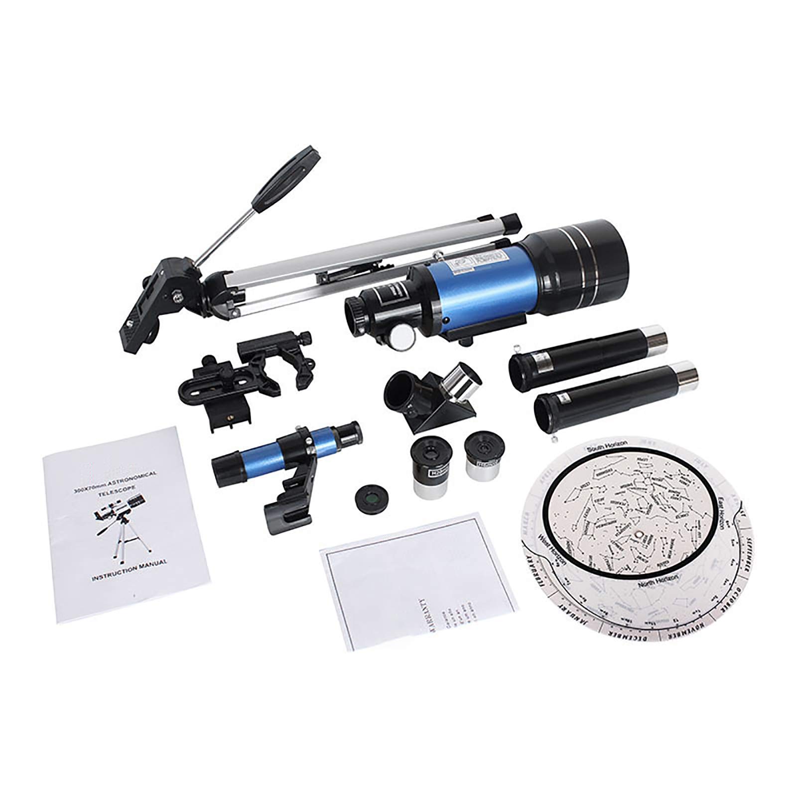 Telescopio astronomico, per Bambini Telescopi Spaziali per scienze dell'educazione, Ktelescopi Portatili per Principianti con treppiede, oculare 1,25 Pollici, Blu