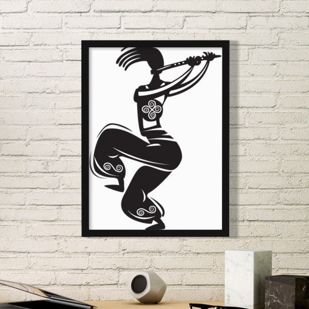 Art Mexique Flûte Traversière Cadre Photo Noir Petit Format