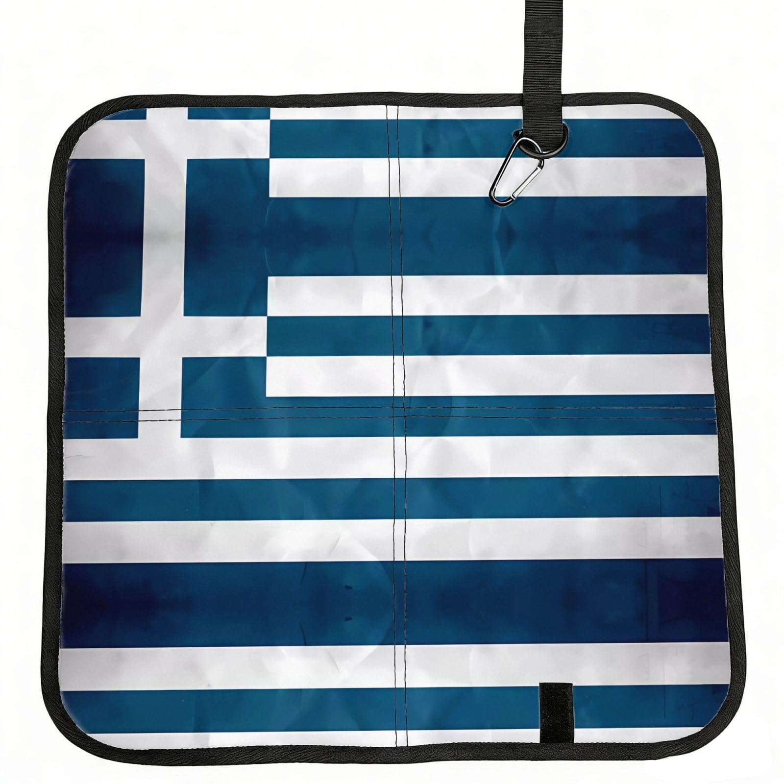 MROWYC greek flag Printed Foldable Seat Cushion - Portable with Carabiner, for Stadium, Camping, Hiking