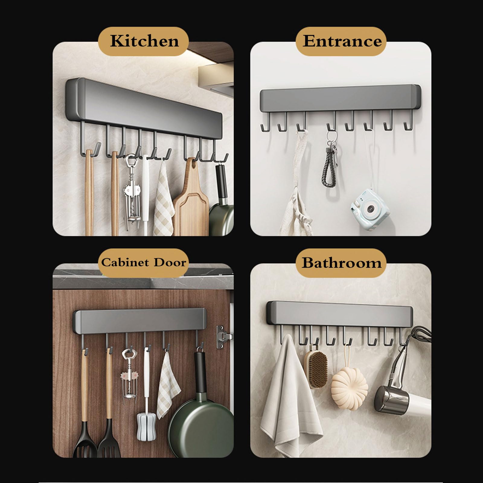 Enigmaire Hakenleiste Küche 60cm - Alu Hängeleiste Mit 12 Haken