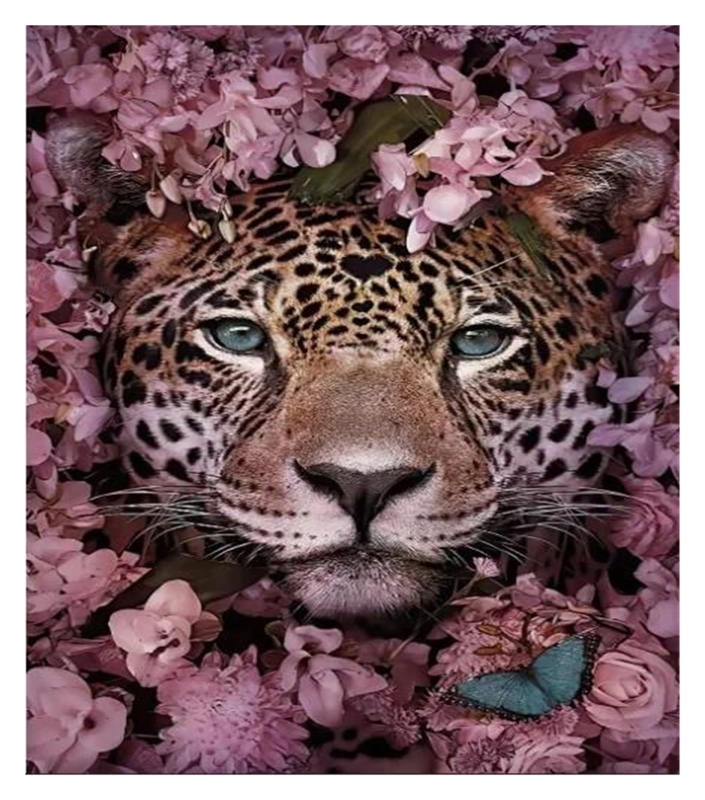 Affiche fleur et lion colorée pour salon moderne | Déco murale 30x40