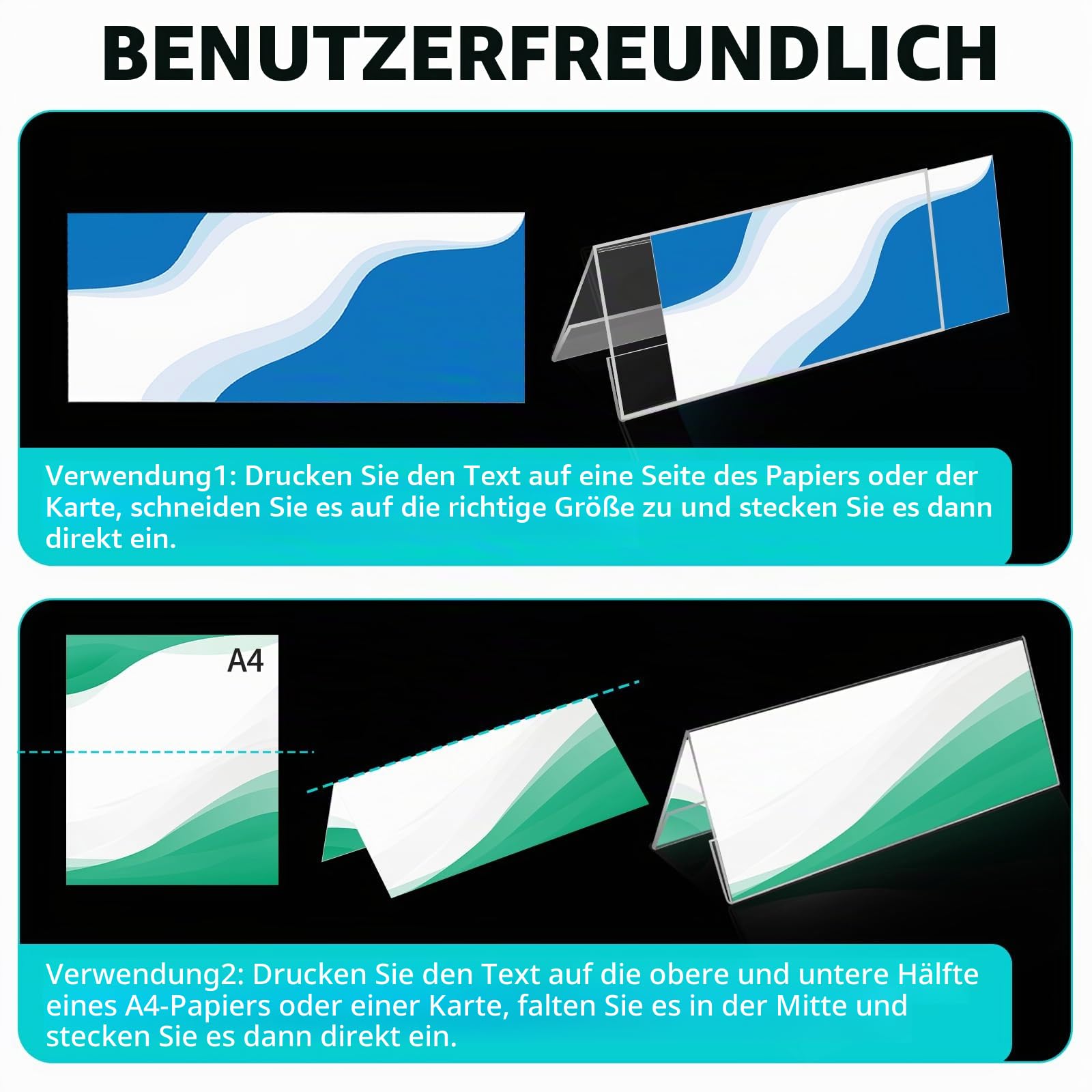 SWAWIS 20 Stück Acryl Namensschilder Tisch 30 x 10,5 cm 2 mm Stark
