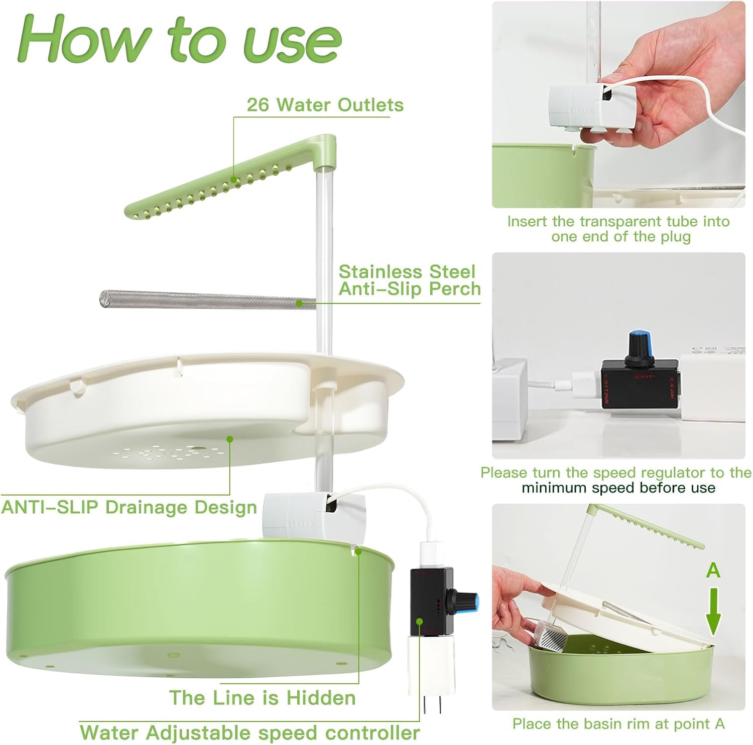 Automatic Parakeet Bird Bath for Cage Large Parrot Shower Bath with Adjustable Water Flow Bird Shower Fountain Indoor Bathtub Stainless Perch Bird Cage Accessory for Birds Cockatiel Conure Budgie