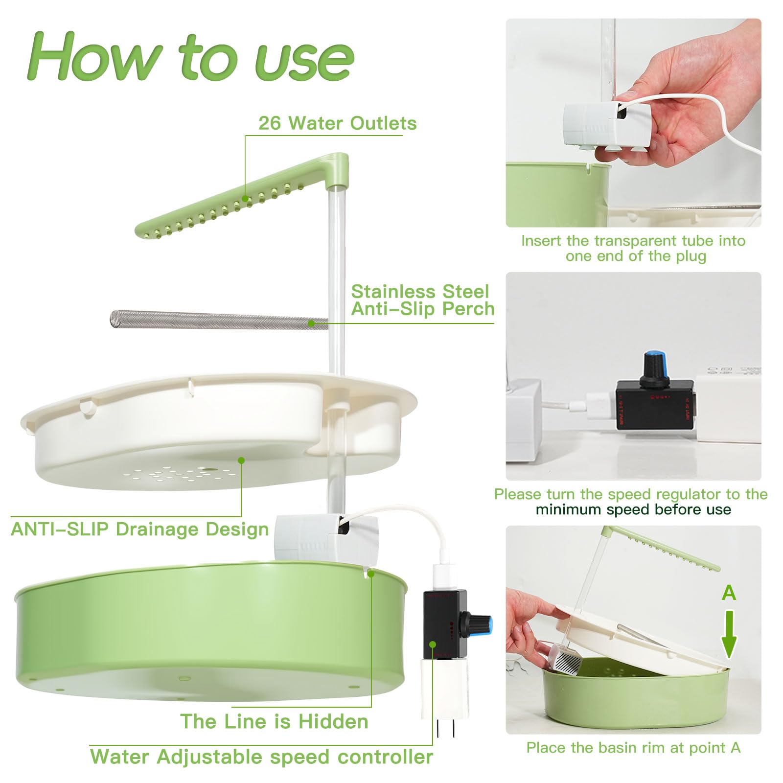Automatic Parakeet Bird Bath for Cage Large Parrot Shower Bath with Adjustable Water Flow Bird Shower Fountain Indoor Bathtub Stainless Perch Bird Cage Accessory for Birds Cockatiel Conure Budgie - image 5
