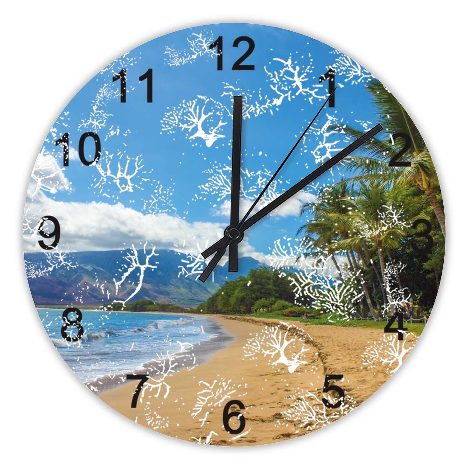 Horloge murale silencieuse sable hawaïen de 40 cm pour cuisine