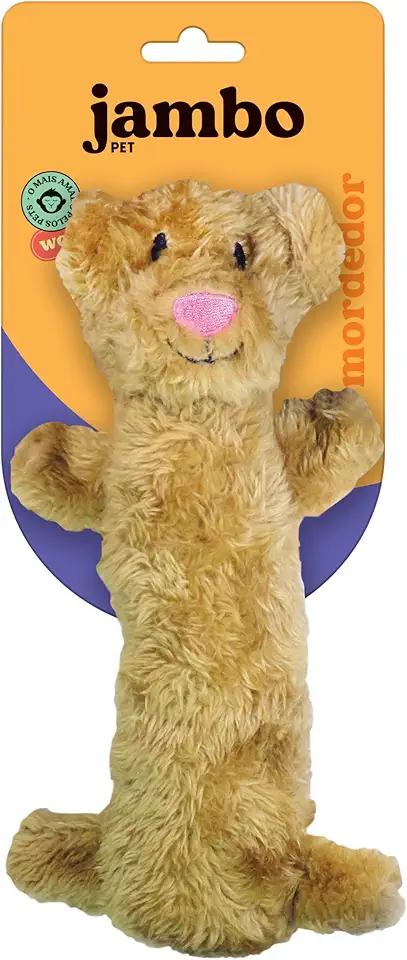 Jambo Pet, Brinquedo Mordedor, Pelúcia Barriguinha, Com Efeito Sonoro, Plush, Tigre, Resistente e Macio, Ideal Para Cães, Bege