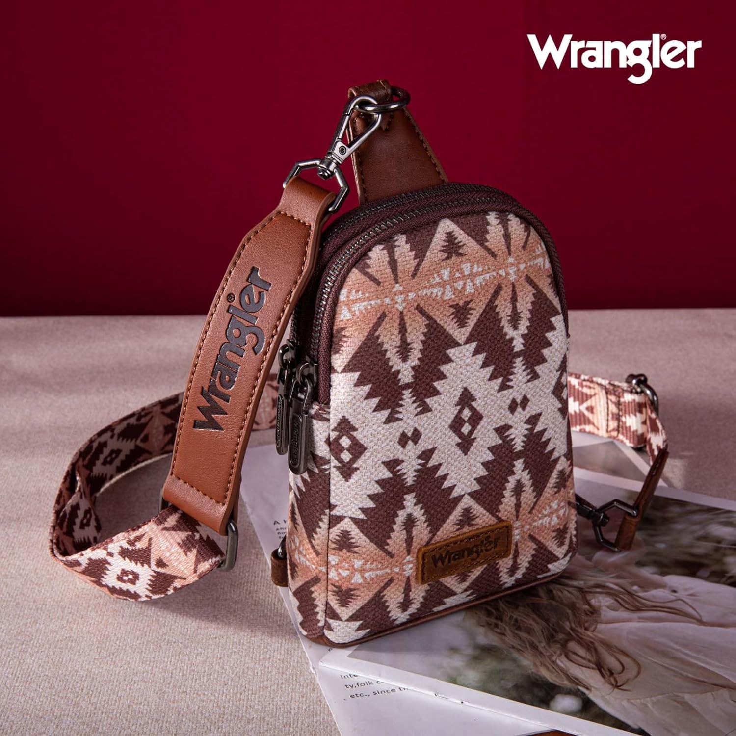 Wrangler Small Sling Bag for Women, Leather Crossbody Bags Cross Body Purse Fanny Packs with Adjustable Strap for Gift - Image 8