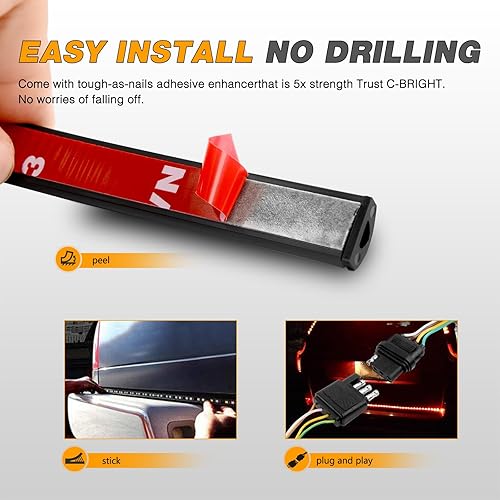 Miniatura 2 de GOOACC Tira de luz para puerta trasera de camión de 48 pulgadas49 pulgadas, 5 funciones, 90 LED, rojoblanco, barra de luz trasera universal de una