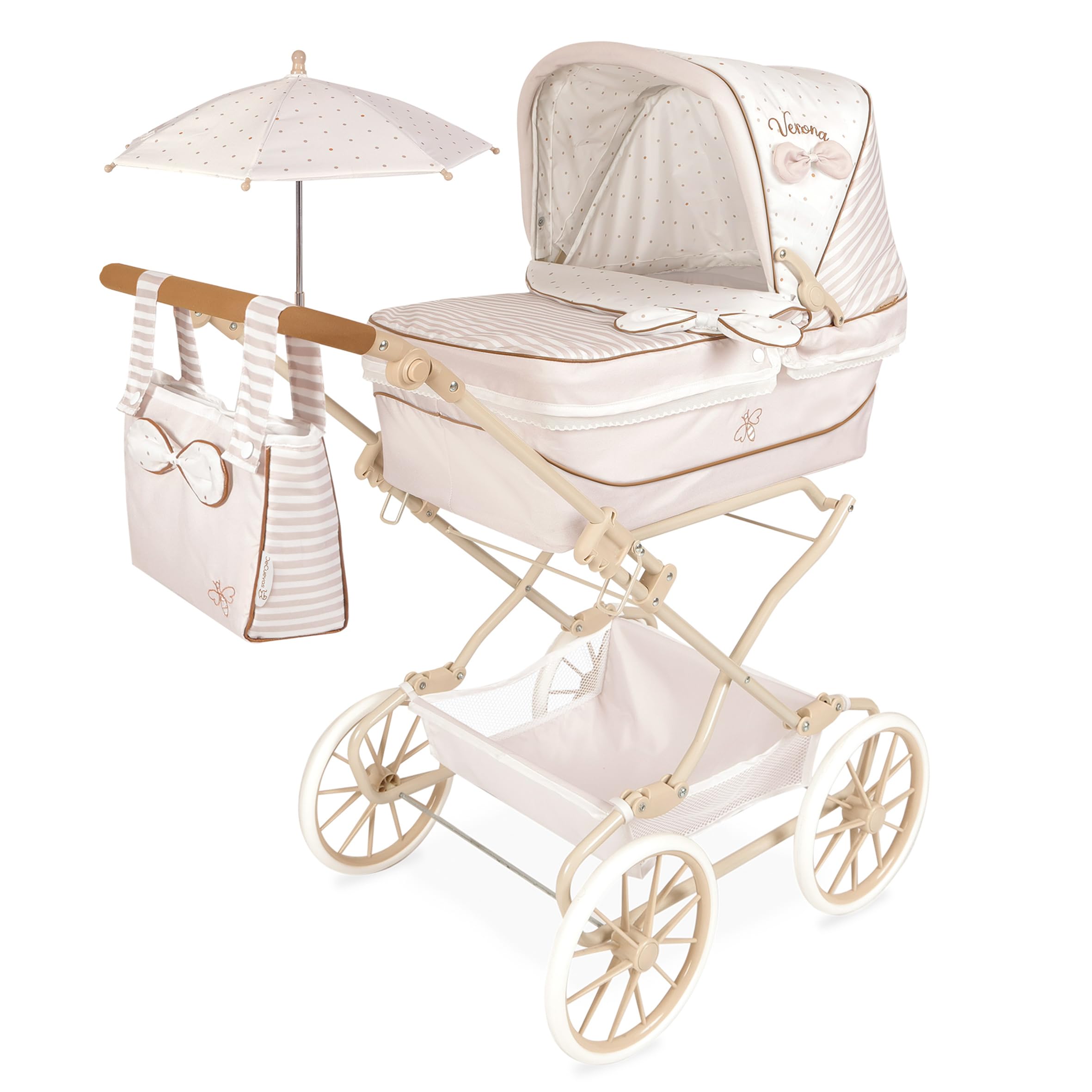 Poussette Pour Poupée LADY CHIC - Decuevas - Design Espagnol - Vert Menthe - Avec Parapluie Et Sac