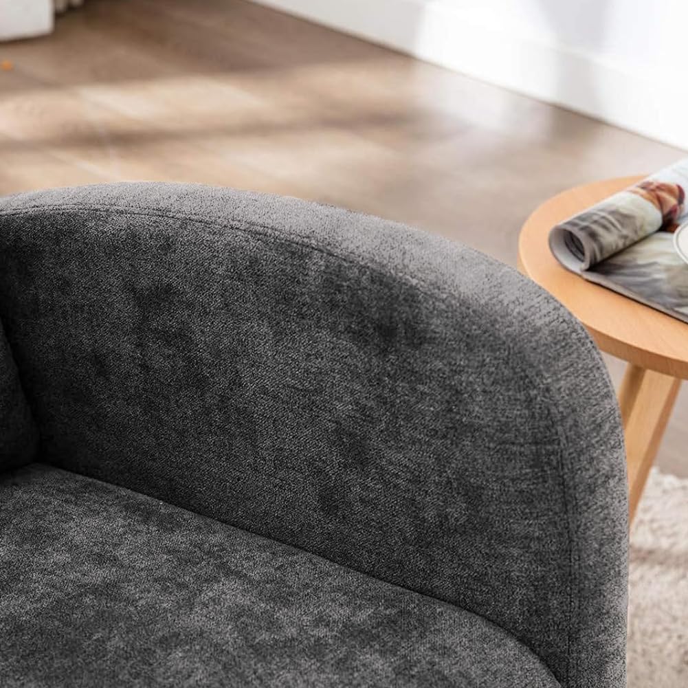 Shally Dogan Poltrona a Dondolo in Tessuto con Struttura in Legno Resistente, Sedia Ergonomica Relax Deluxe Premium Dondolante Ideale Soggiorno, Camera da Letto, Ufficio, Cameretta, Salotto (Grigio)