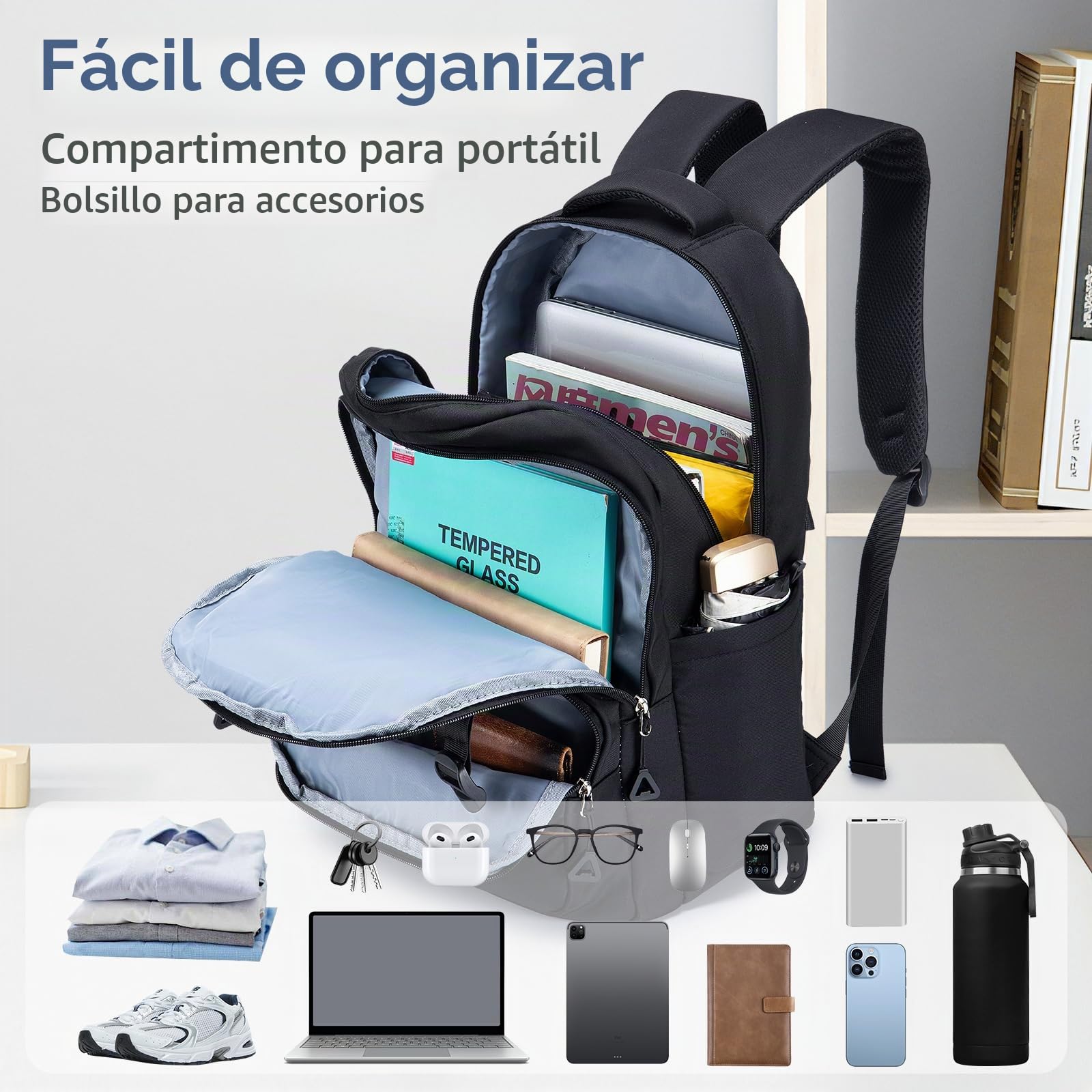 YOODI Mochila Cabina Avion 40x30x15 British Airways Impermeable Mochila Viaje Mochilas Escolares Equipaje de Mano Mochila Portatil 14 Pulgadas Travel Backpack para Mujer Hombre Universidad