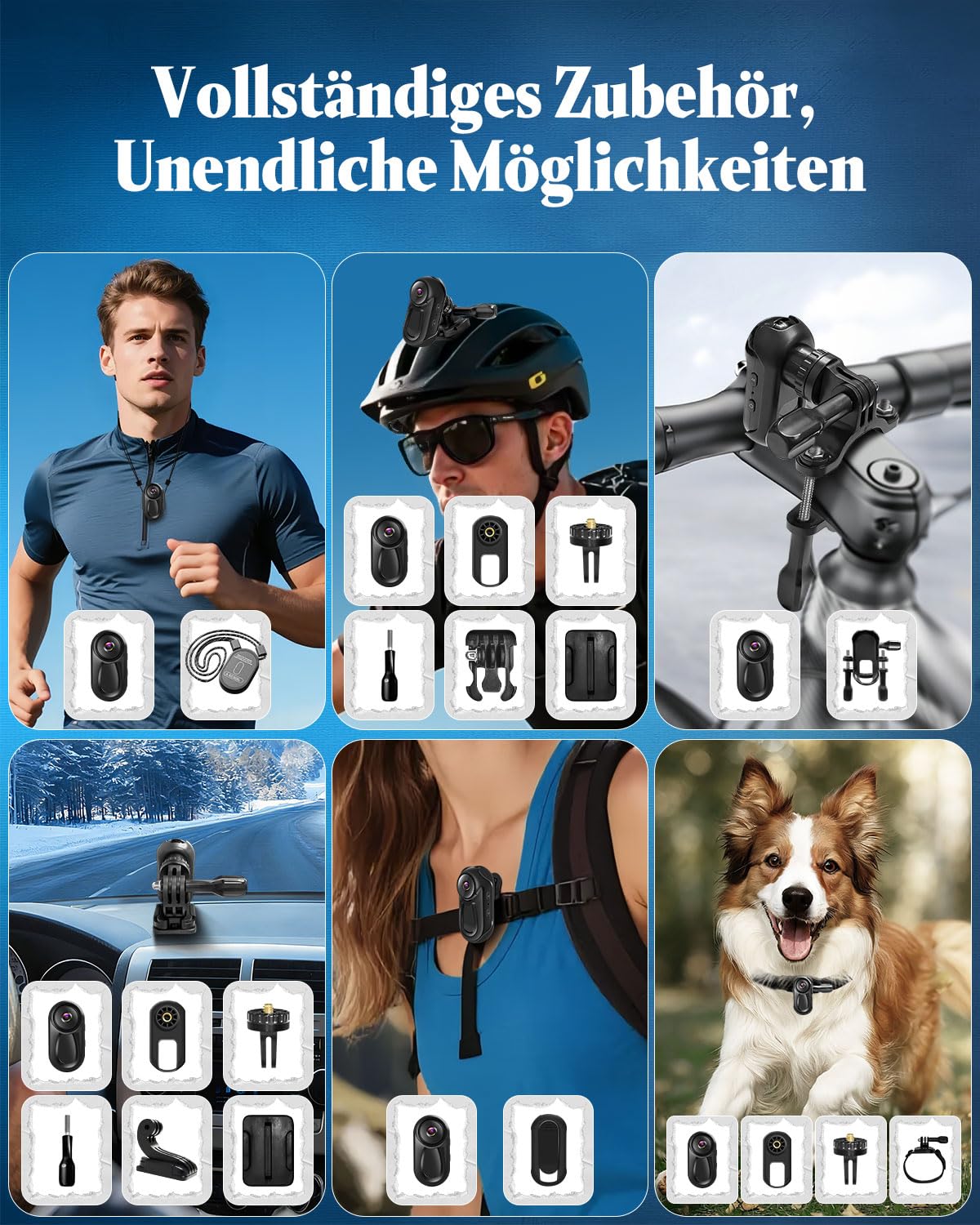 Bodycam Körperkamera Mini mit 64GB SD Karte,1080P Action Cam mit HD Touchscreen,120 Min Akkulaufzeit,120° Weitwinkel,360° Rückenclip, Infrarot-Nachtsicht, Helmkamera Motorrad Kamera