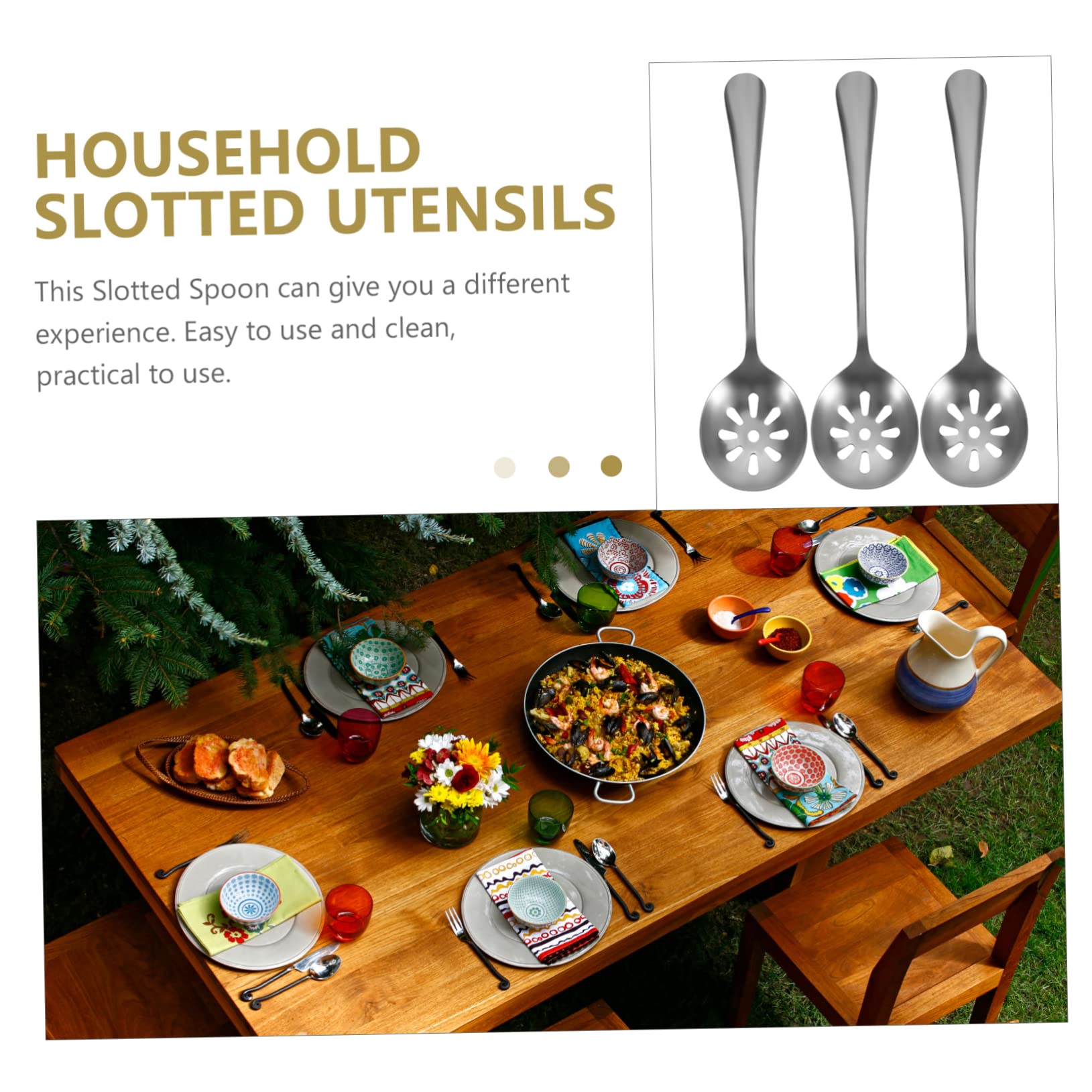 Unomor Ergonomic Small Slotted Spoon Set Stainless Steel Slotted Serving Spoons for Daily Use
