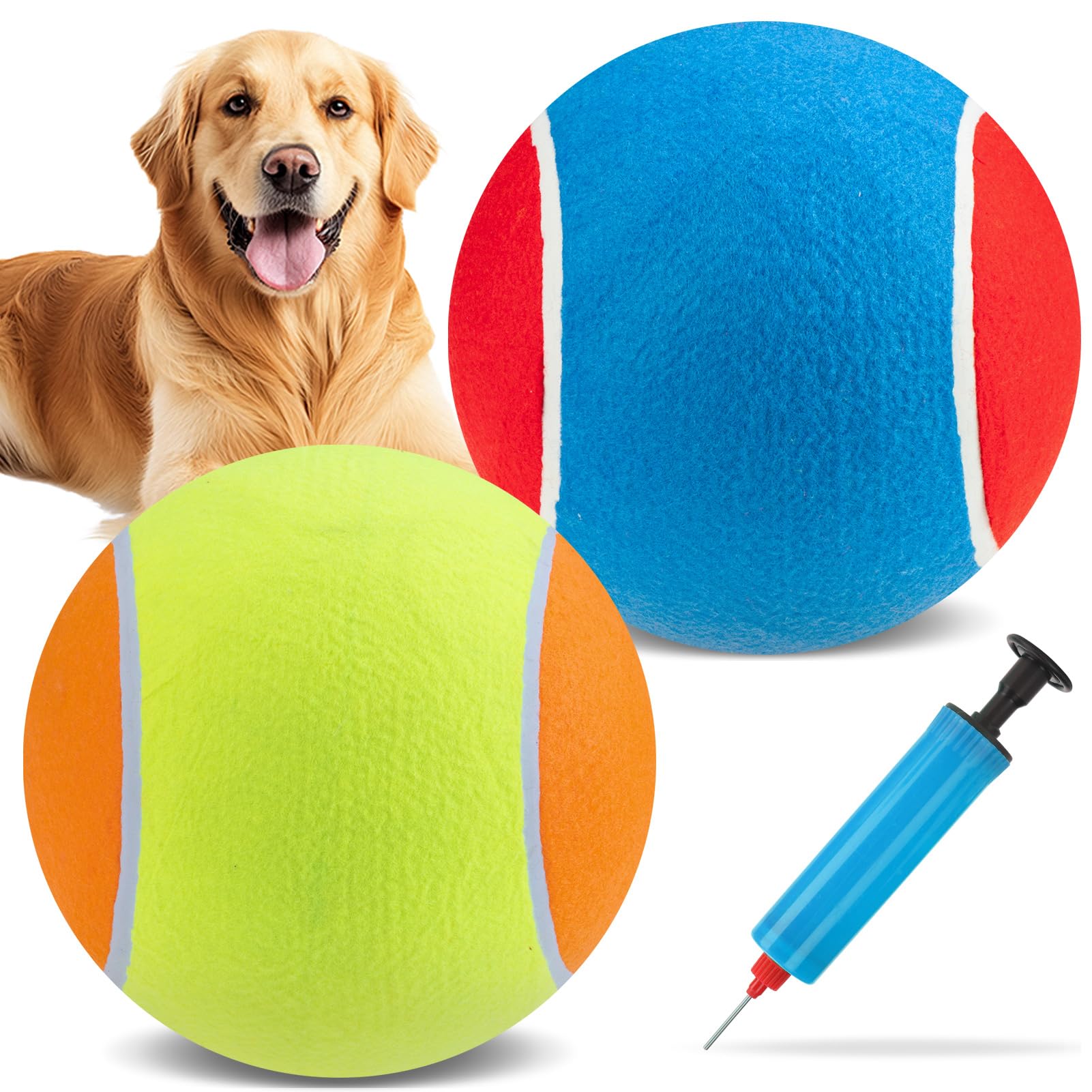 EXPAWLORER Giant Tennis Balls for Dogs- 2Pcs 9 5 Big Dog Toy Balls Dog Birthday Interactive Large Tennis