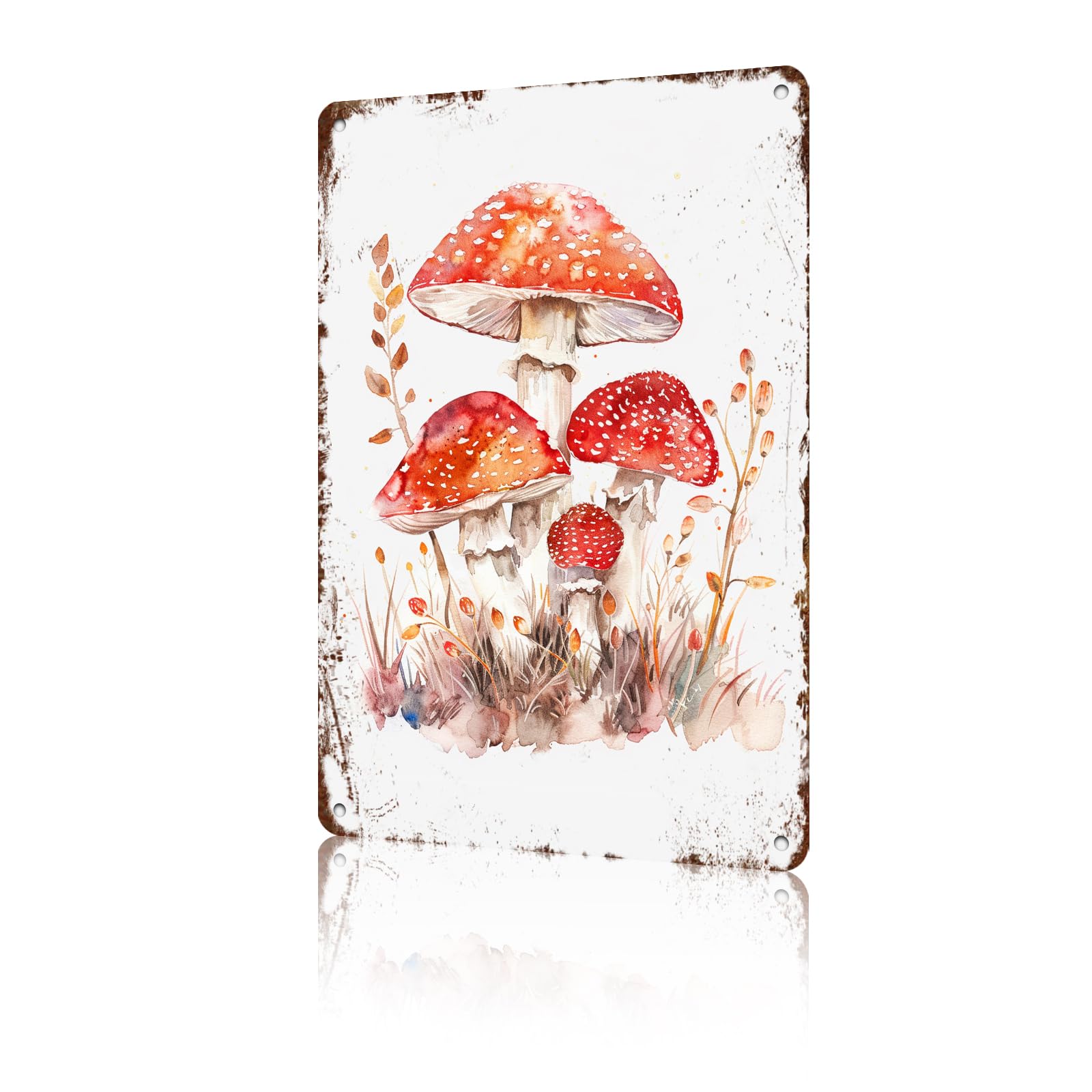 Anceky Tin Sign Vintage Mushroom Garden Metal Sign Wall Decor for Yard Farmhouse Outdoor Garden Fence 12×8 Inch