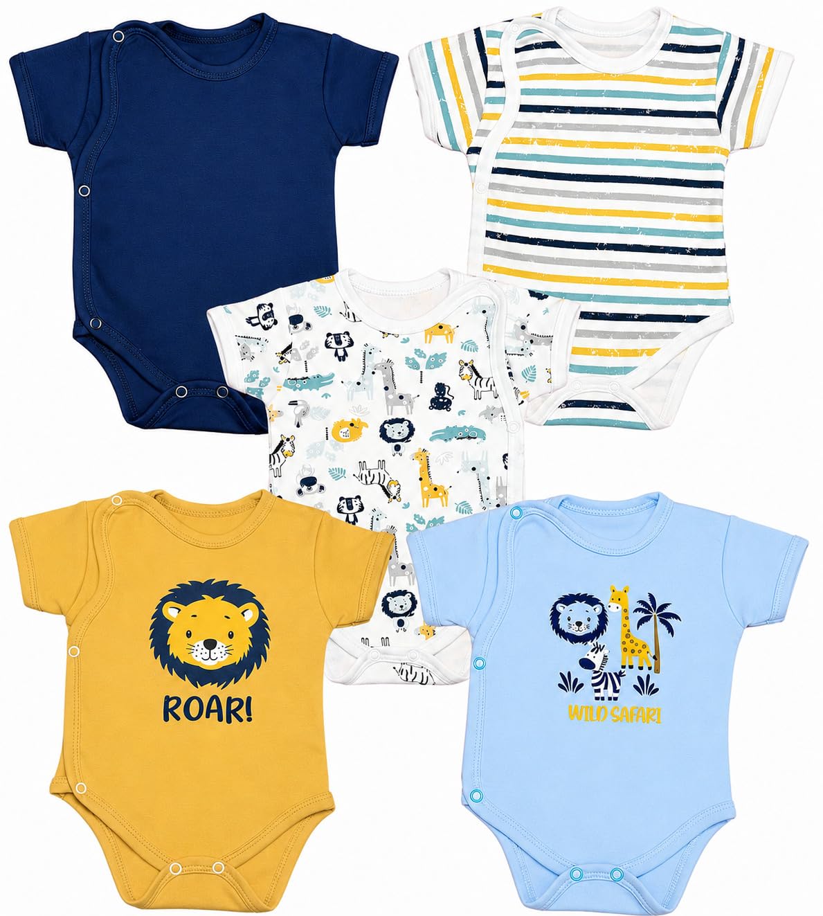 Baby Jungen Kurzarm Body Wickeloptik Kurzarmbody Reine Baumwolle