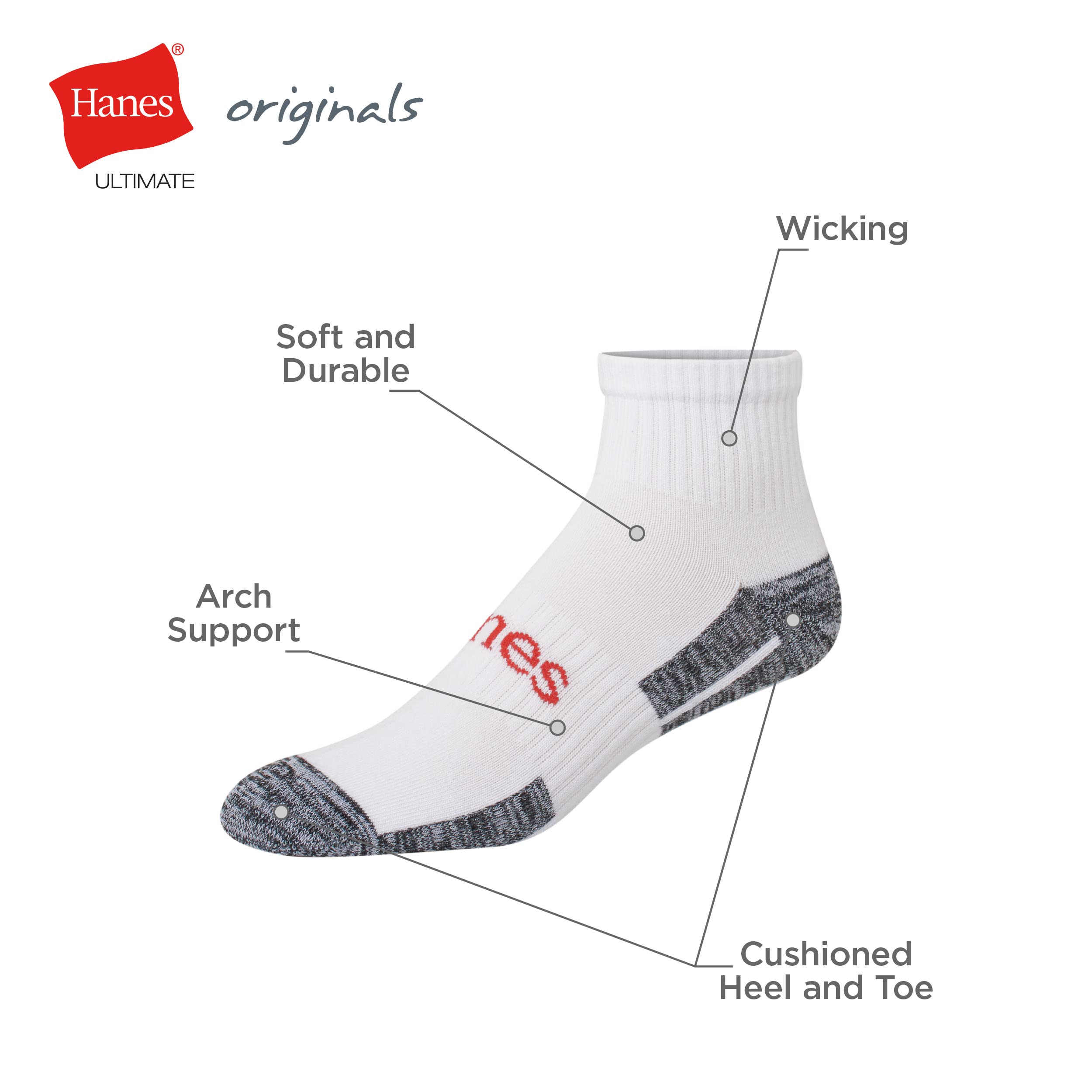 Hanes Ultimate Originals Crew Calcetines invisibles tobilleros de hombre, 6-12