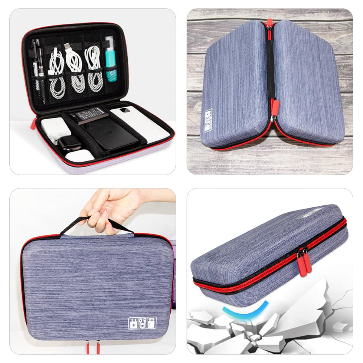 ABOOFAN Bolsa de Almacenamiento de Cables Protección contra Daños, Material de Tela Oxford y Eva, Diseño Minimalista para Uso Versátil en Electrónica