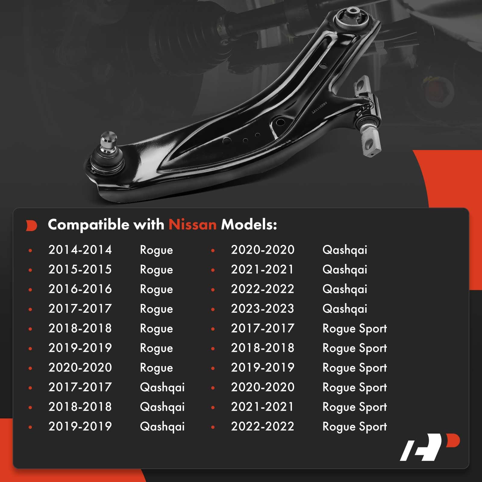 Detroit Axle - Kit De Brazos De Control Inferiores Delanteros Para Nissan Rogue 2014-2019 2015 2016 2017 2018, 2 Brazos De Control Inferiores Con Rótulas, 2 Barras De Acoplamiento Exteriores, 2