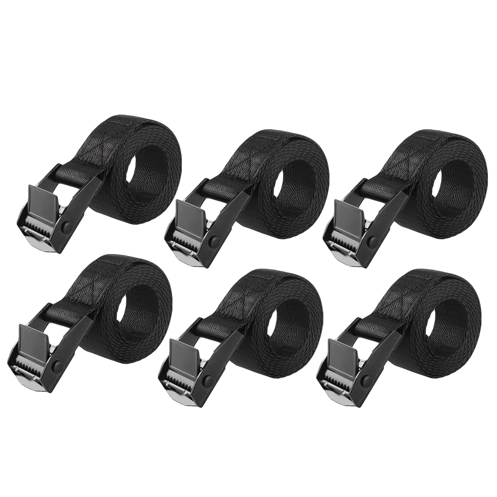 SHUBEIEUMI 6 Pack 2cm x 100cm Adjustable Buckle Straps(Black)