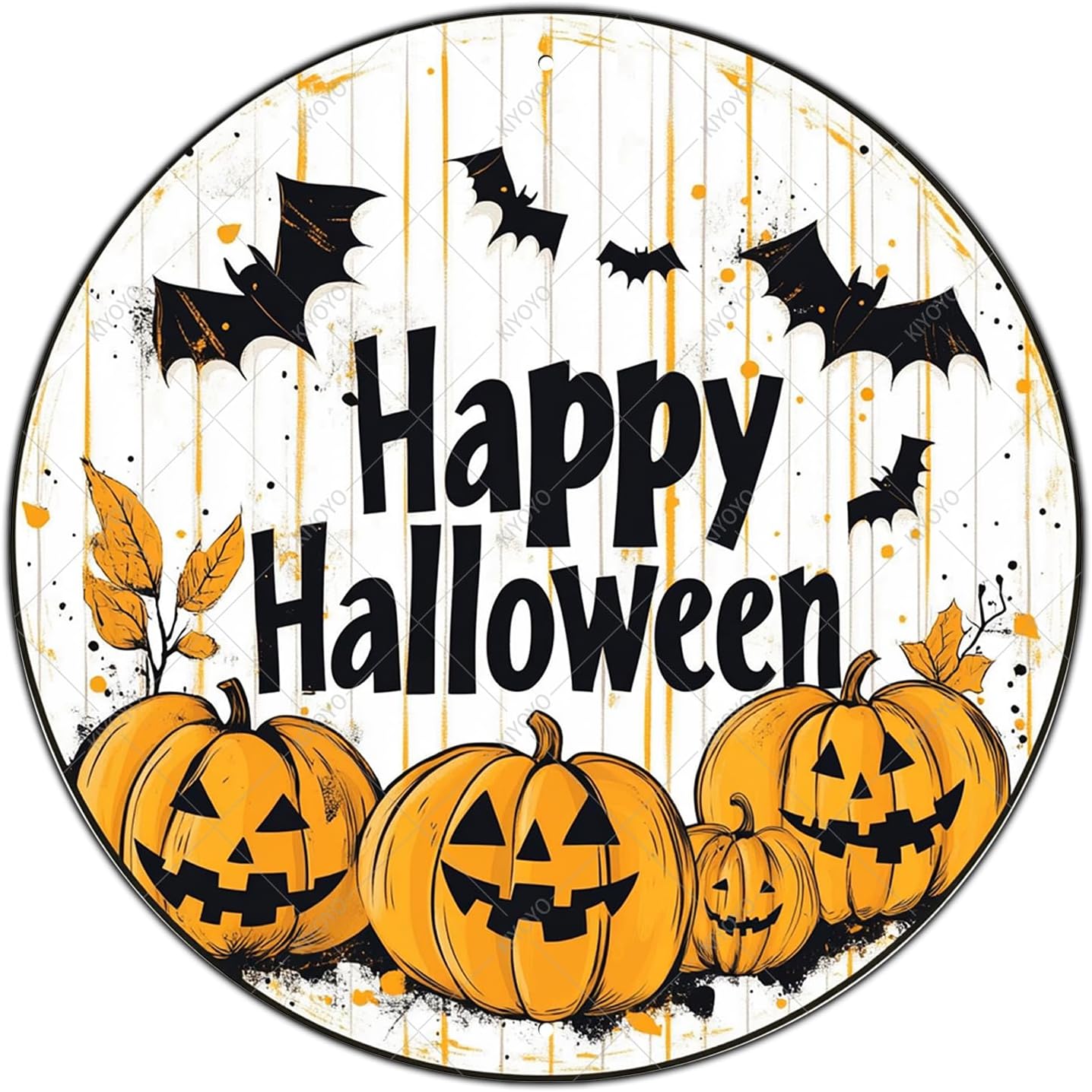 Amazon.com: KIYOYO Retro Round Sign Happy Halloween Iron Painting ...