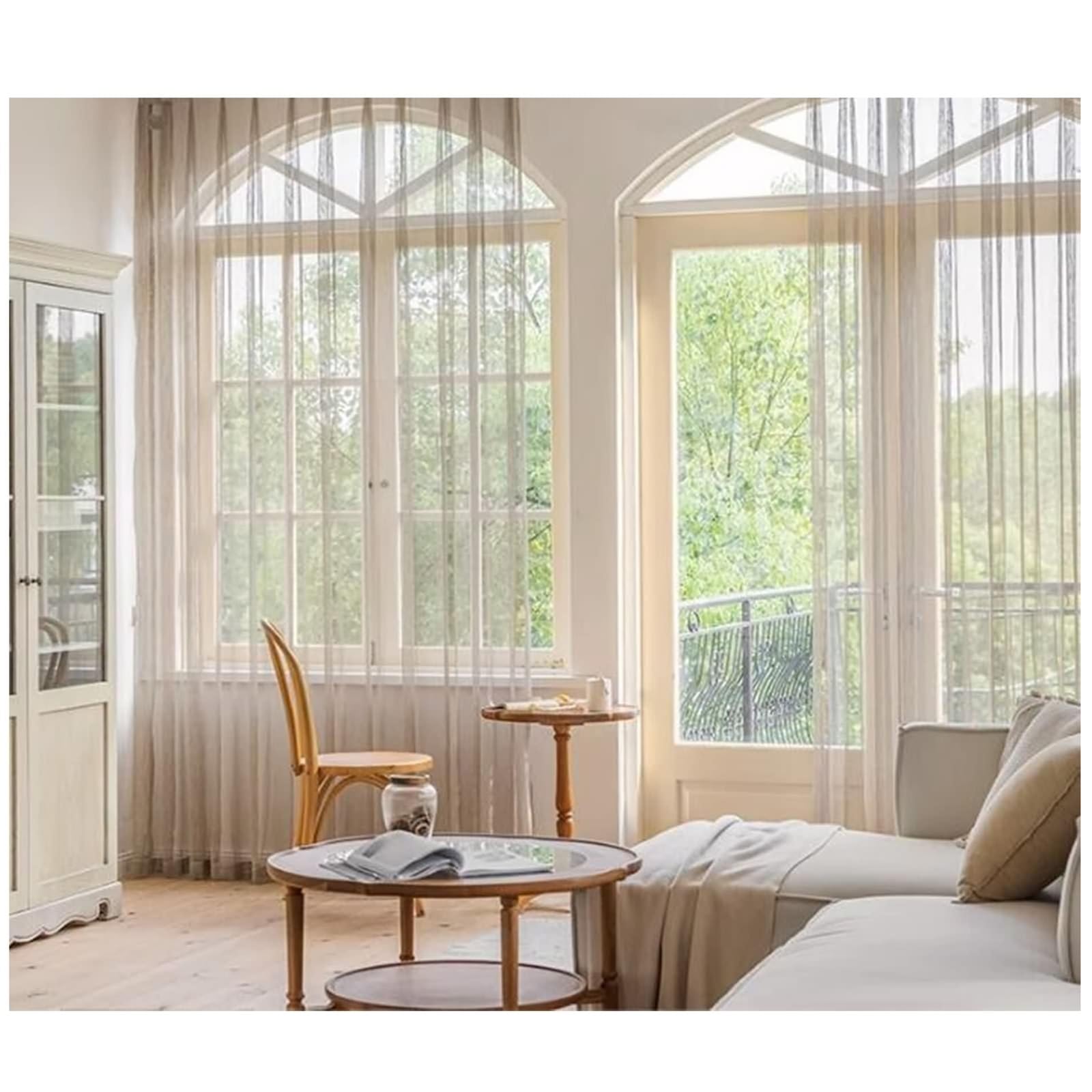 Rideaux Voile Transparent 102x138, Rideau Voilage Chambre Lot de 2 Texture Géométrique Uni Couleur, Oeillet, Polyester