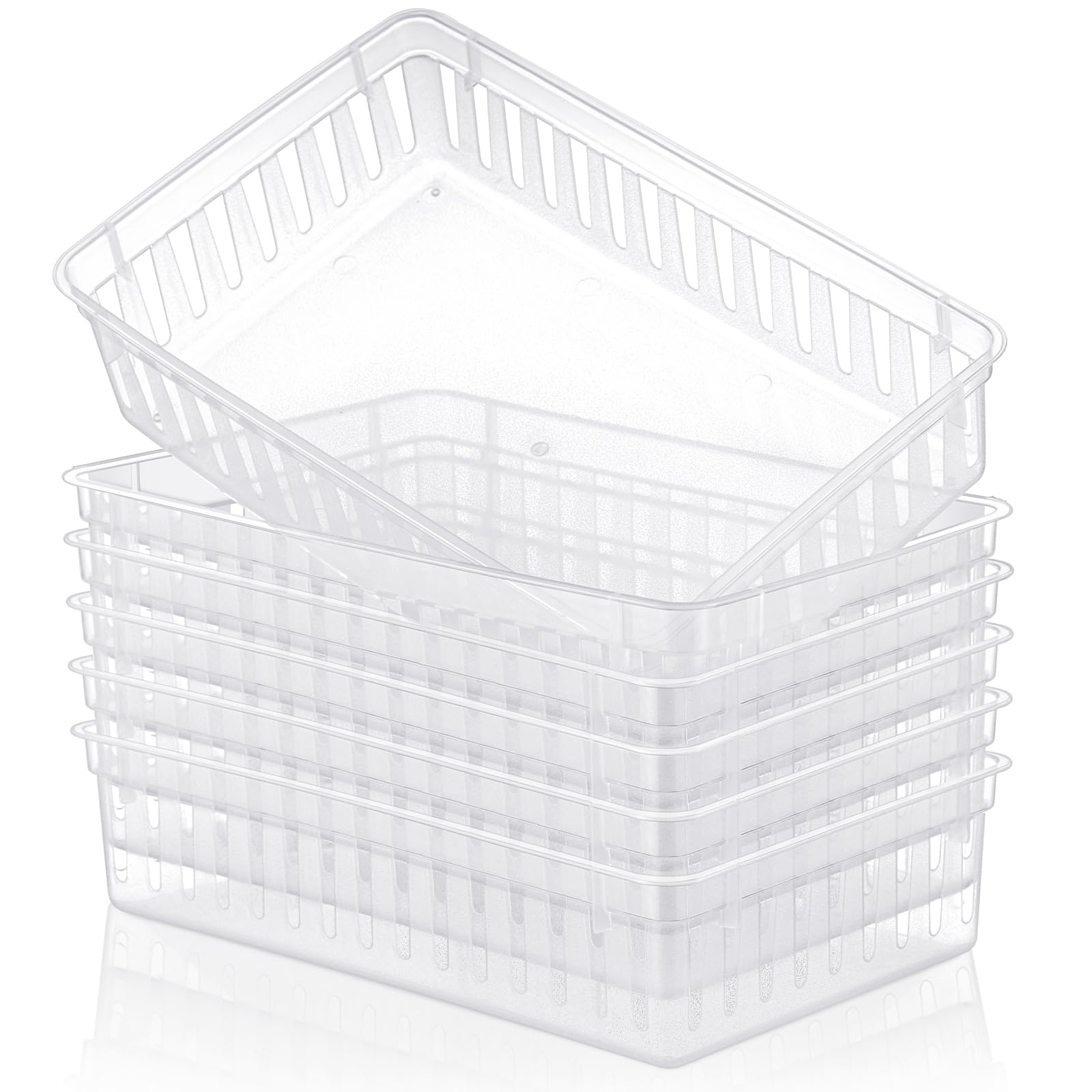 Wenqik 6 Pack Plastic Basket 10.24 x 6.5 x 2.36 Inch Small Storage Bins Rectangle Plastic Organizer Tray Classroom Containers for Organizing Shelves