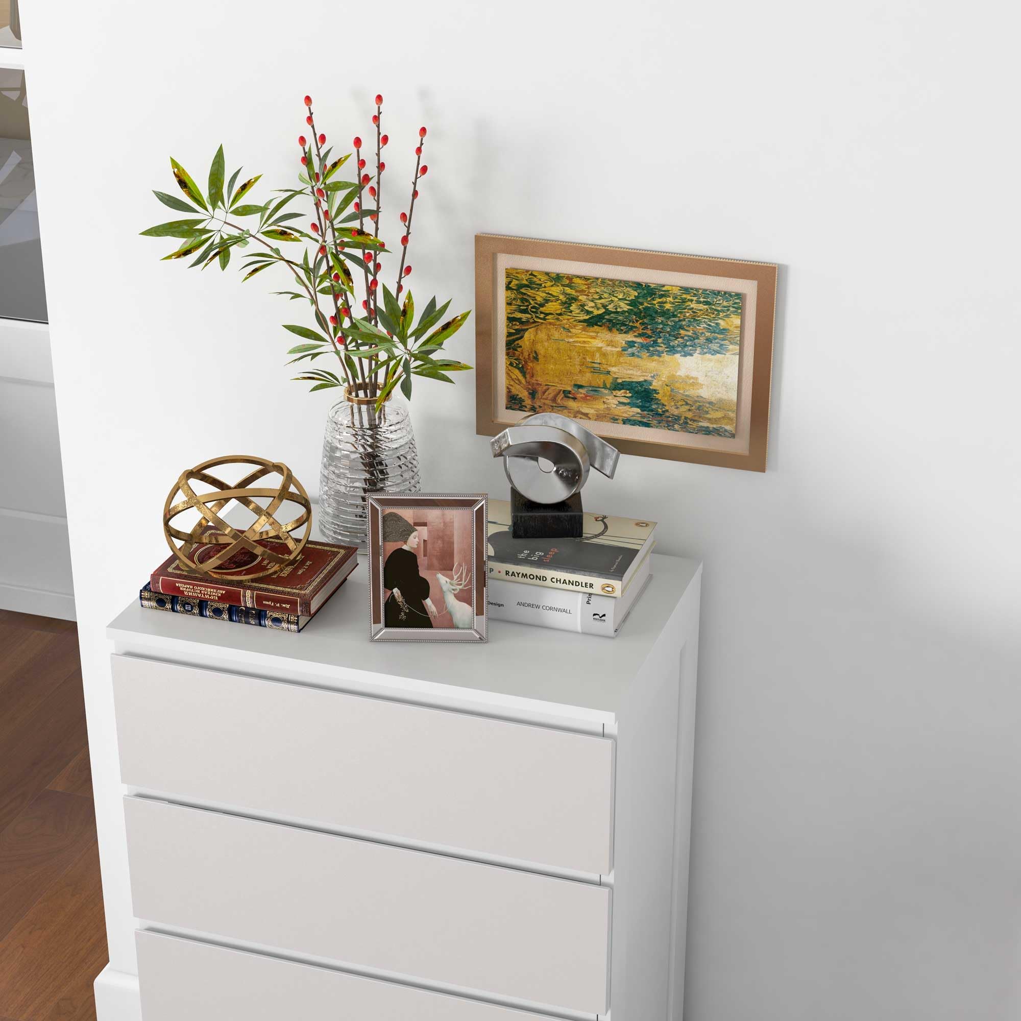 HOMCOM Commode 5 tiroirs, Meuble de Rangement étroit sans poignées, chiffonnier, Style Moderne, Commode pour Chambre à Coucher, Salon, Couloir, 60 x 39 x 100 cm, Blanc